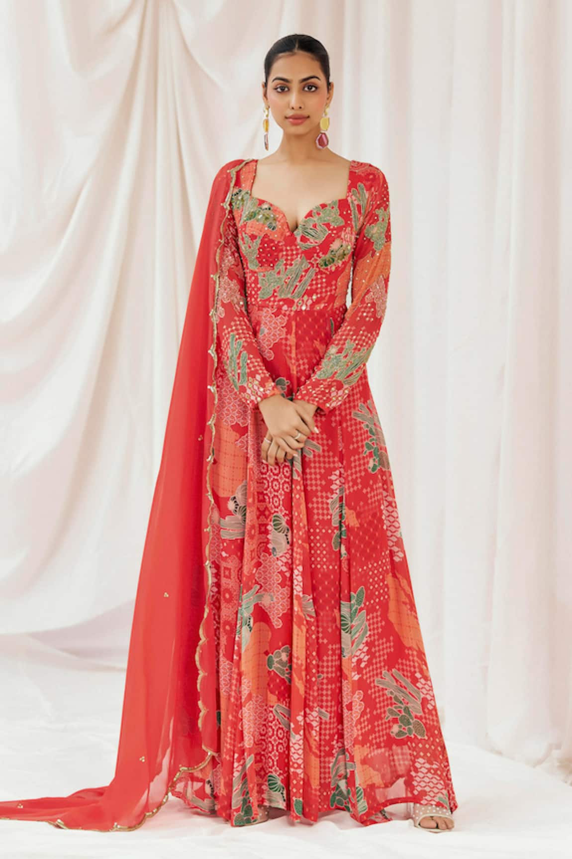 Redpine Designs Printed Anarkali With Dupatta 