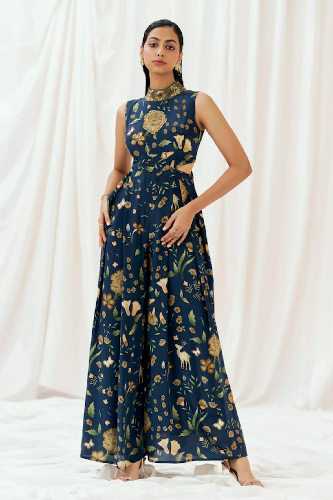Redpine Designs Printed & Embroidered Jumpsuit 