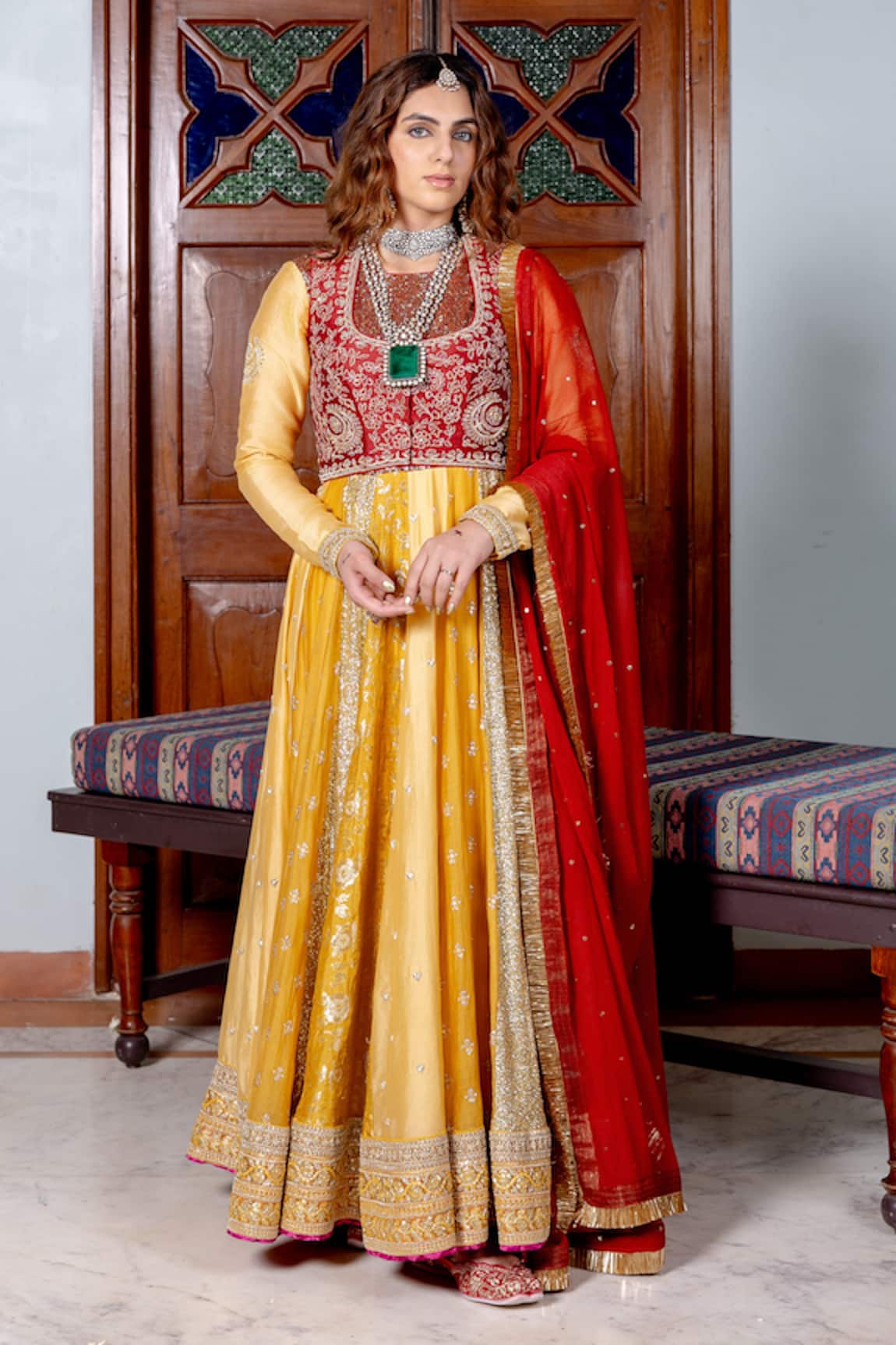 Nafs Brocade Anarkali Set 