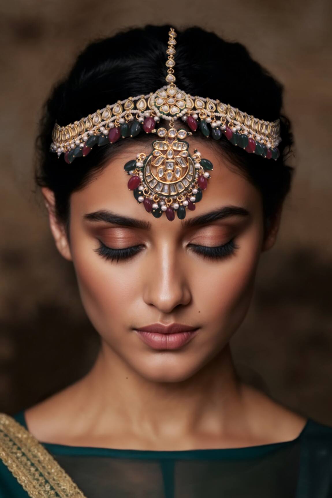 Tad Accessories Gold Finish Imitation Kundan Mathapatti