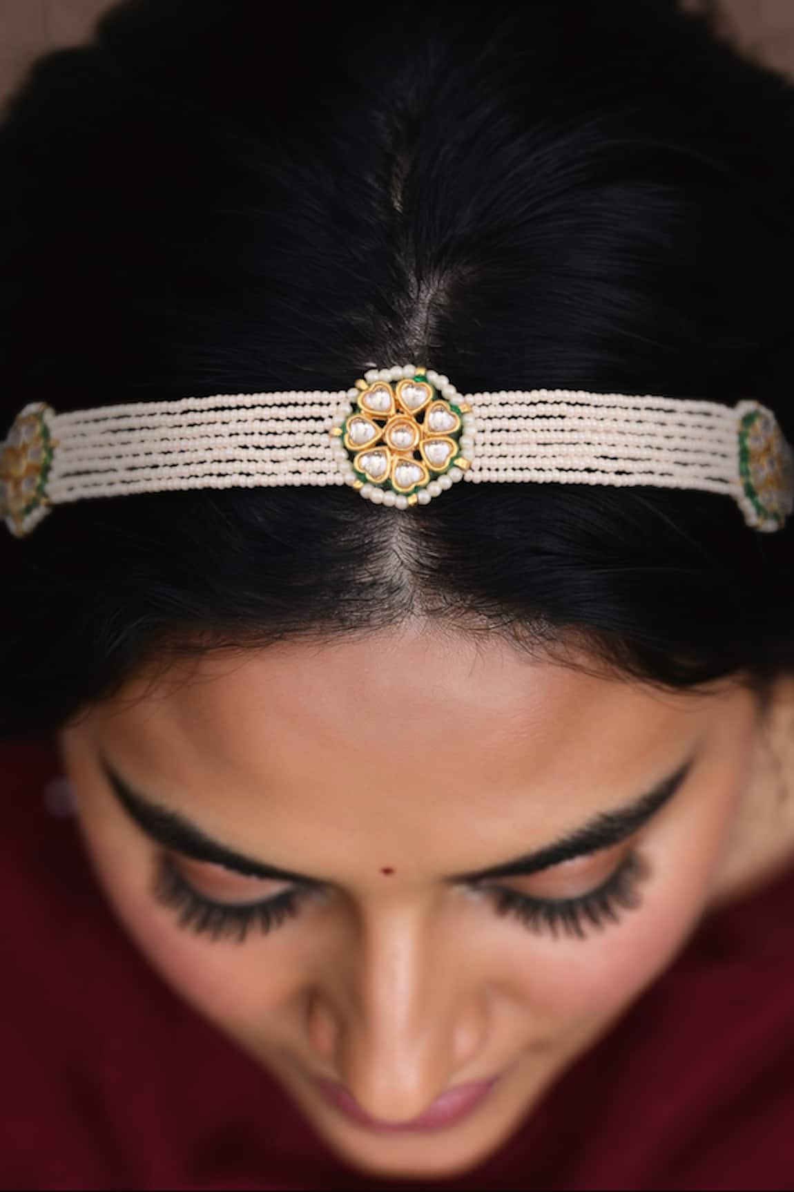 Tad Accessories Gold Finish Imitation Kundan Mathapatti 