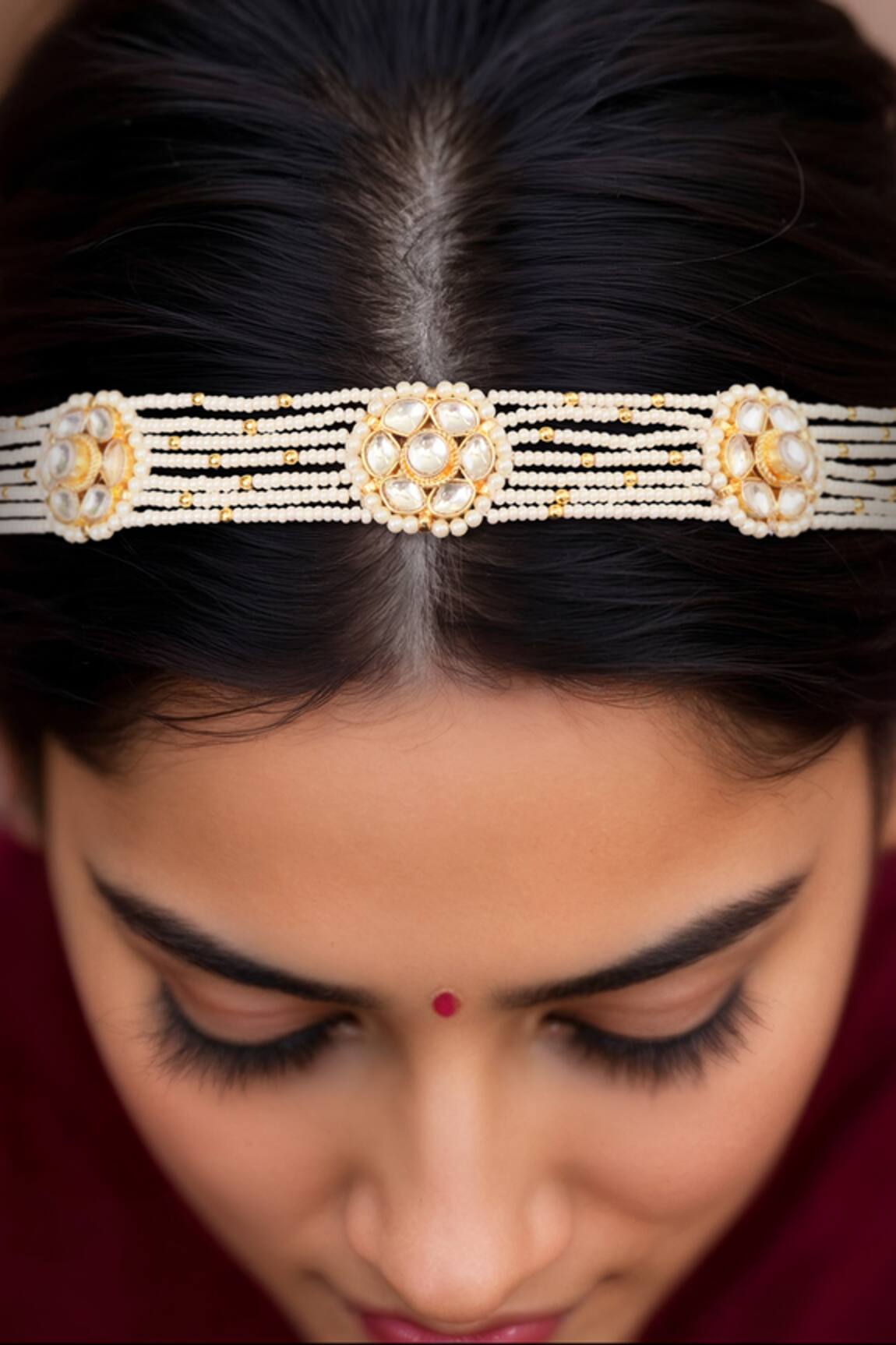 Tad Accessories Gold Finish Imitation Kundan Mathapatti