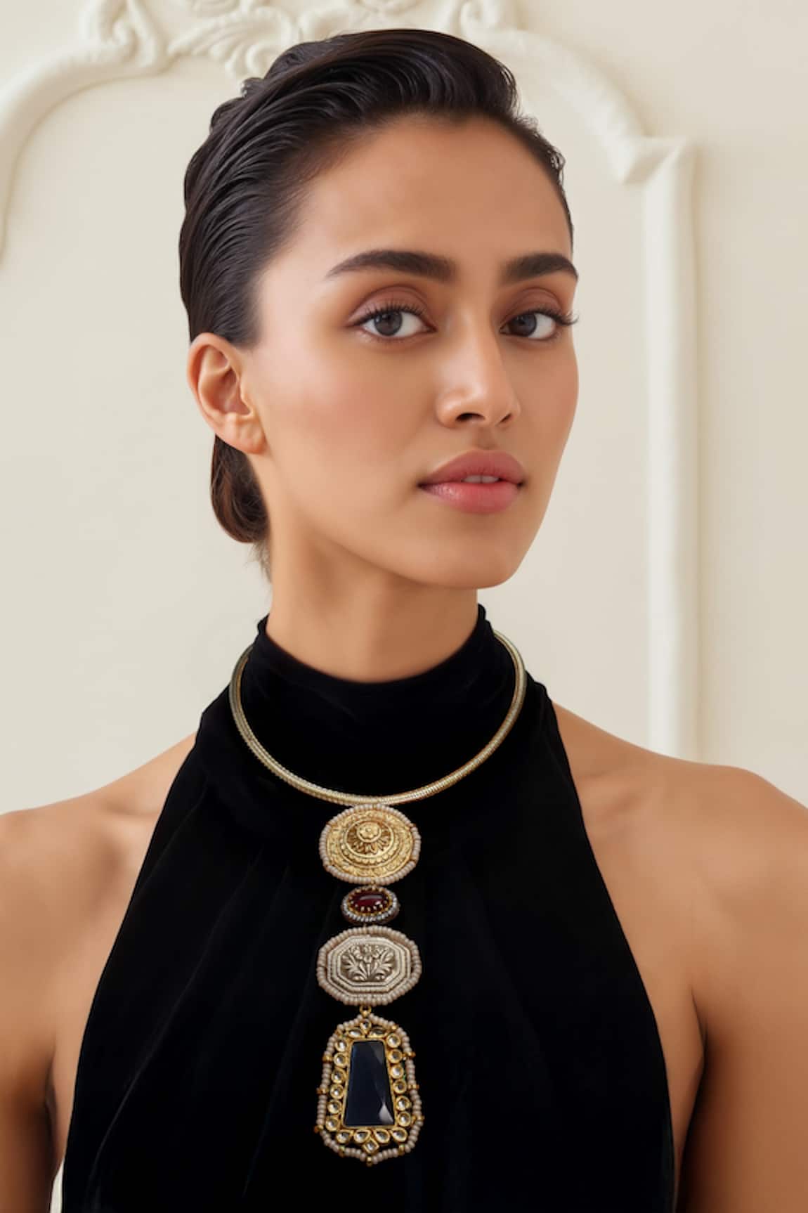 Tad Accessories Gold Finish Imitation Kundan Necklace 