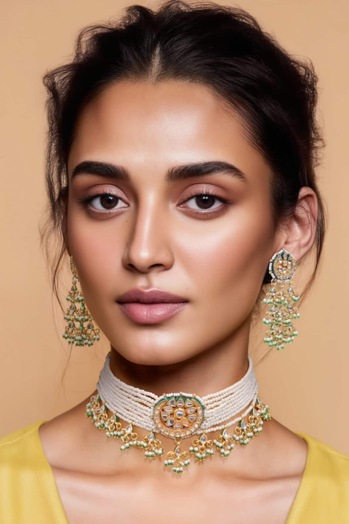 Tad Accessories Gold Finish Imitation Kundan Necklace Set 