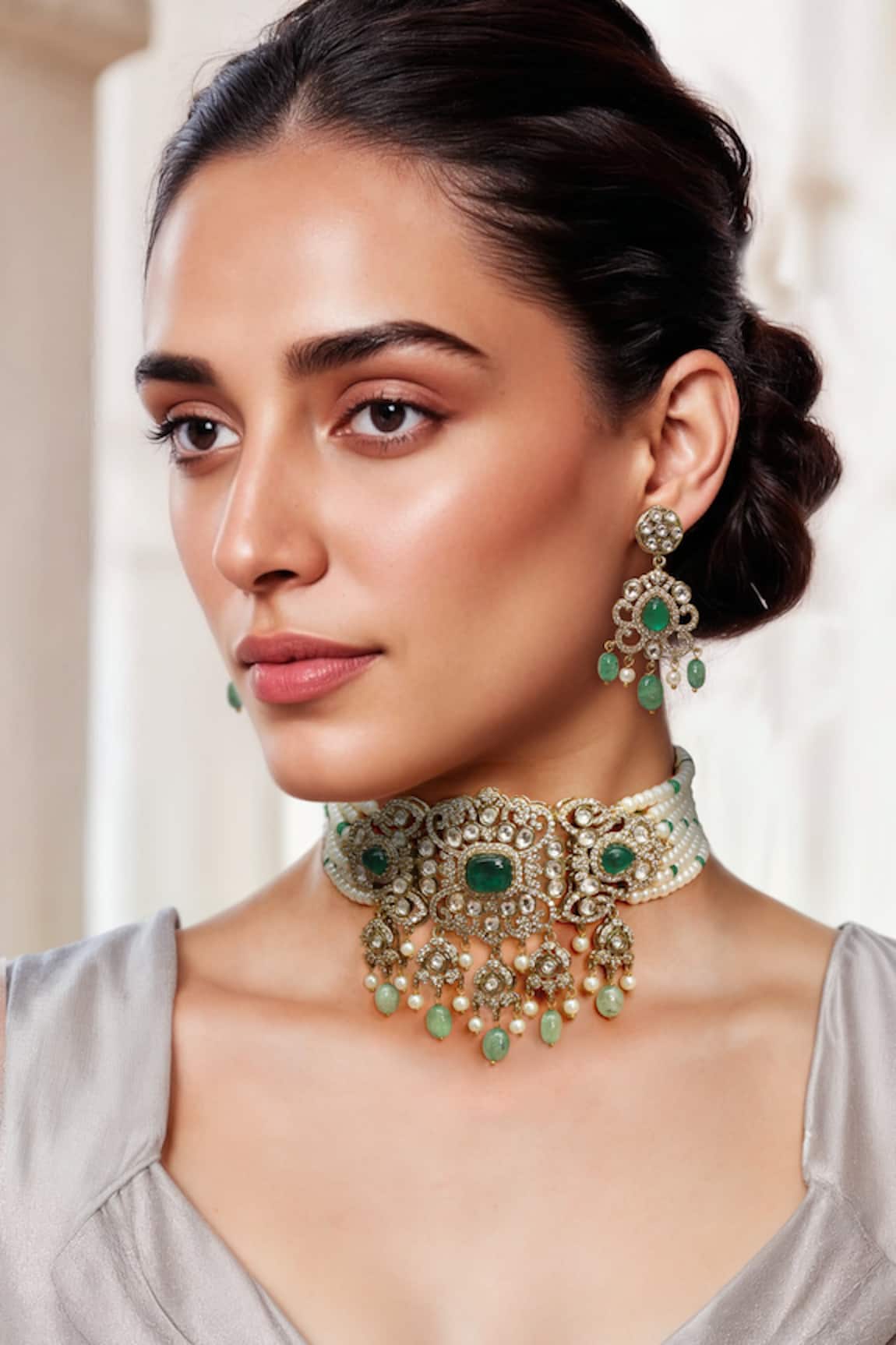 Tad Accessories Gold Finish Choker & Earrings Set 