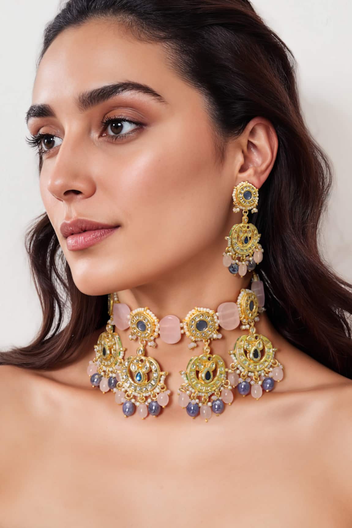 Tad Accessories Gold Finish Imitation Kundan Necklace Set 