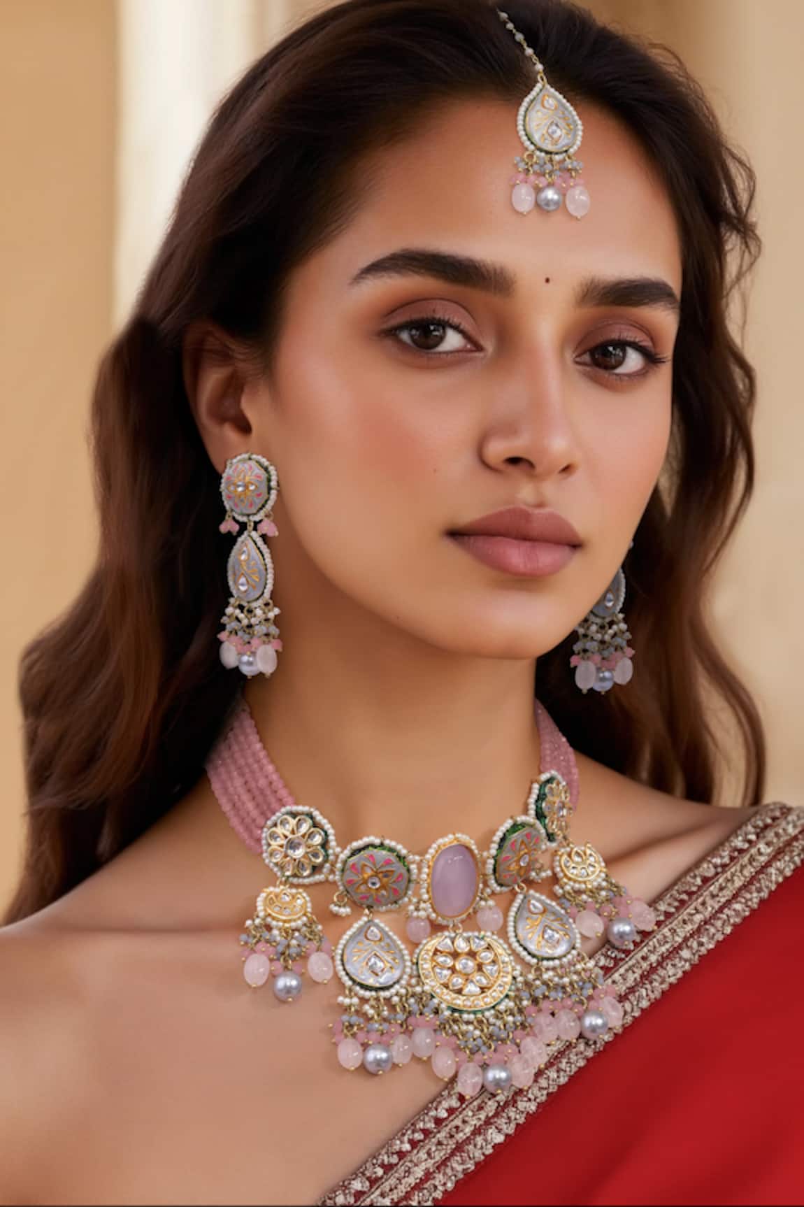 Tad Accessories Gold Finish Imitation Kundan Necklace Set 