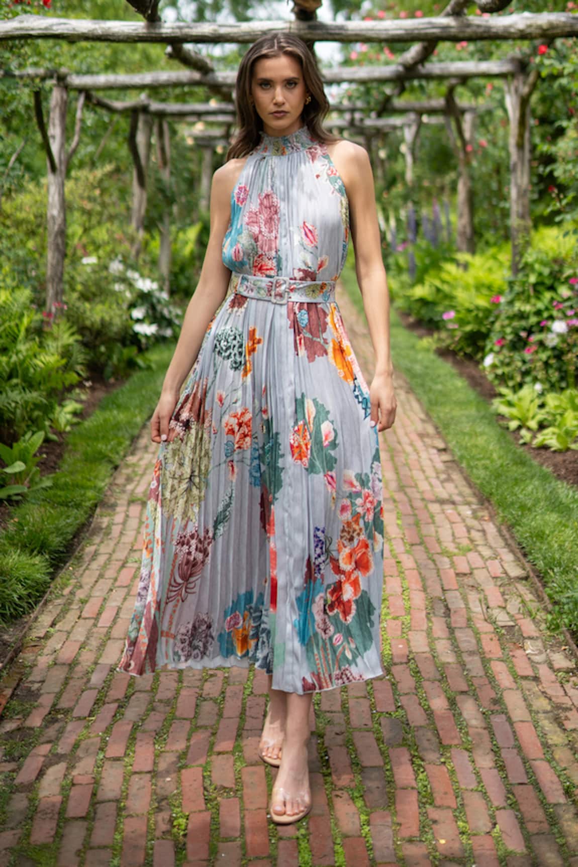 RANNA GILL Malaga Pleated Maxi Dress 