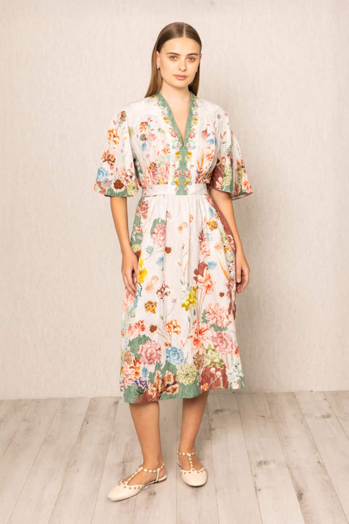 RANNA GILL Capri Flared Sleeve Dress 