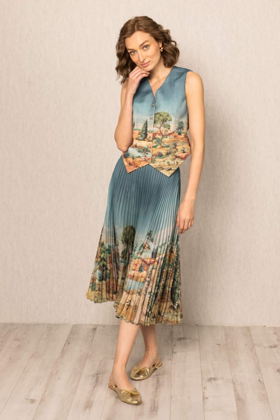 RANNA GILL Lyon Pleated Skirt 