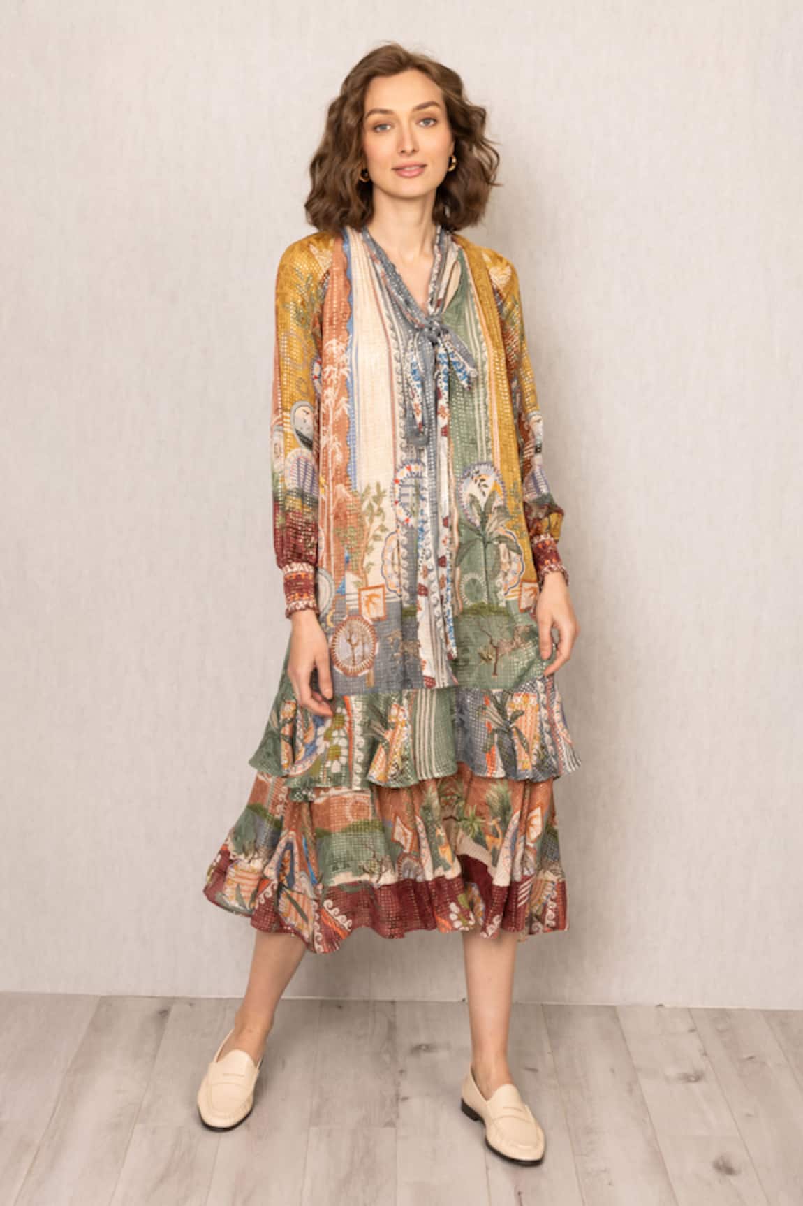 RANNA GILL Tula Gathered Midi Dress 