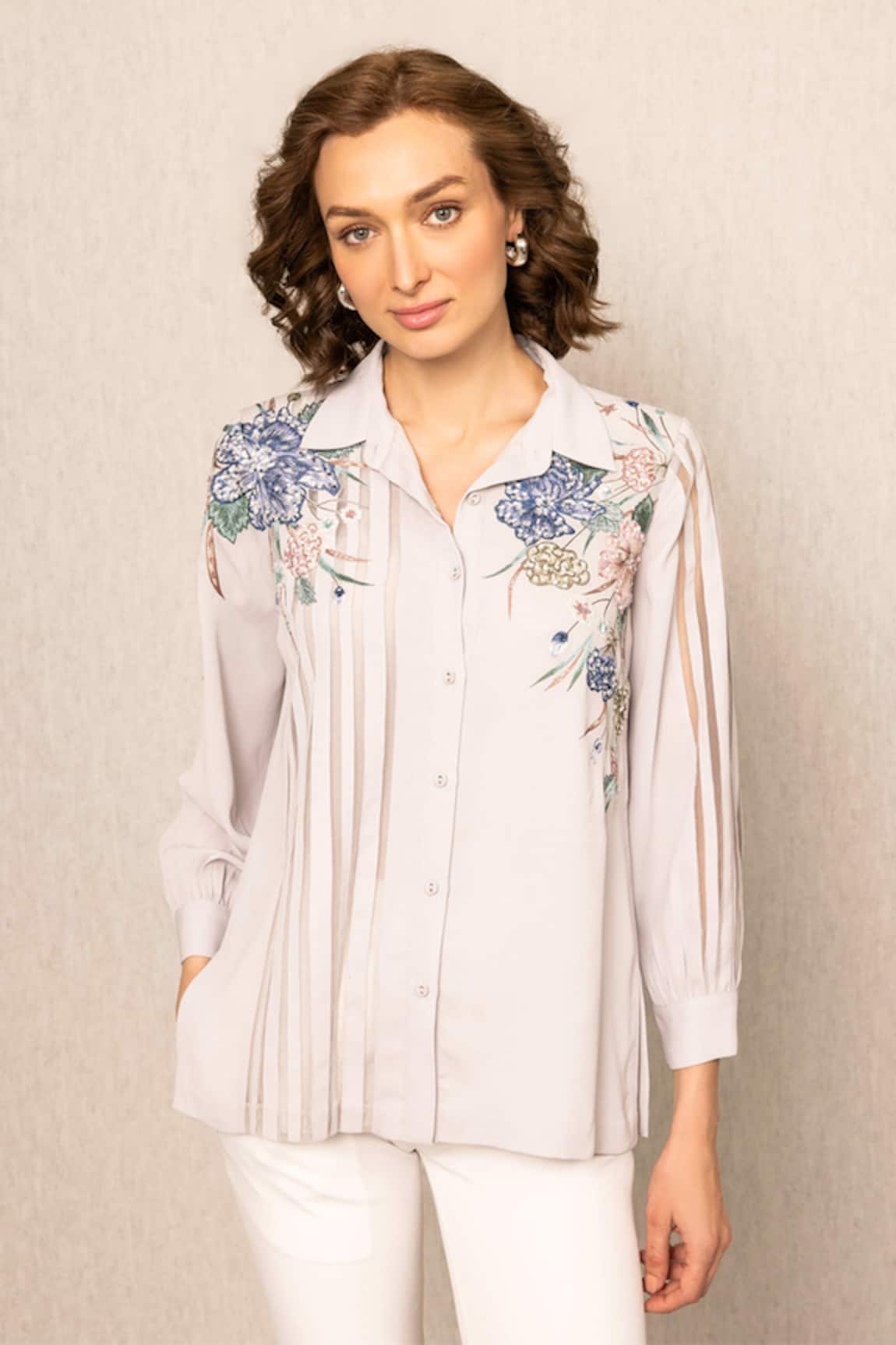 RANNA GILL Delia Embroidered Blouse 