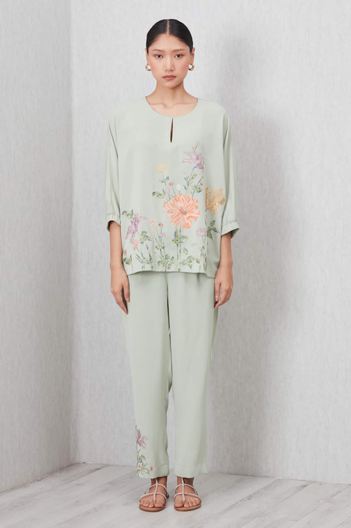 RANNA GILL Bria Embroidered Top & Pant Set 
