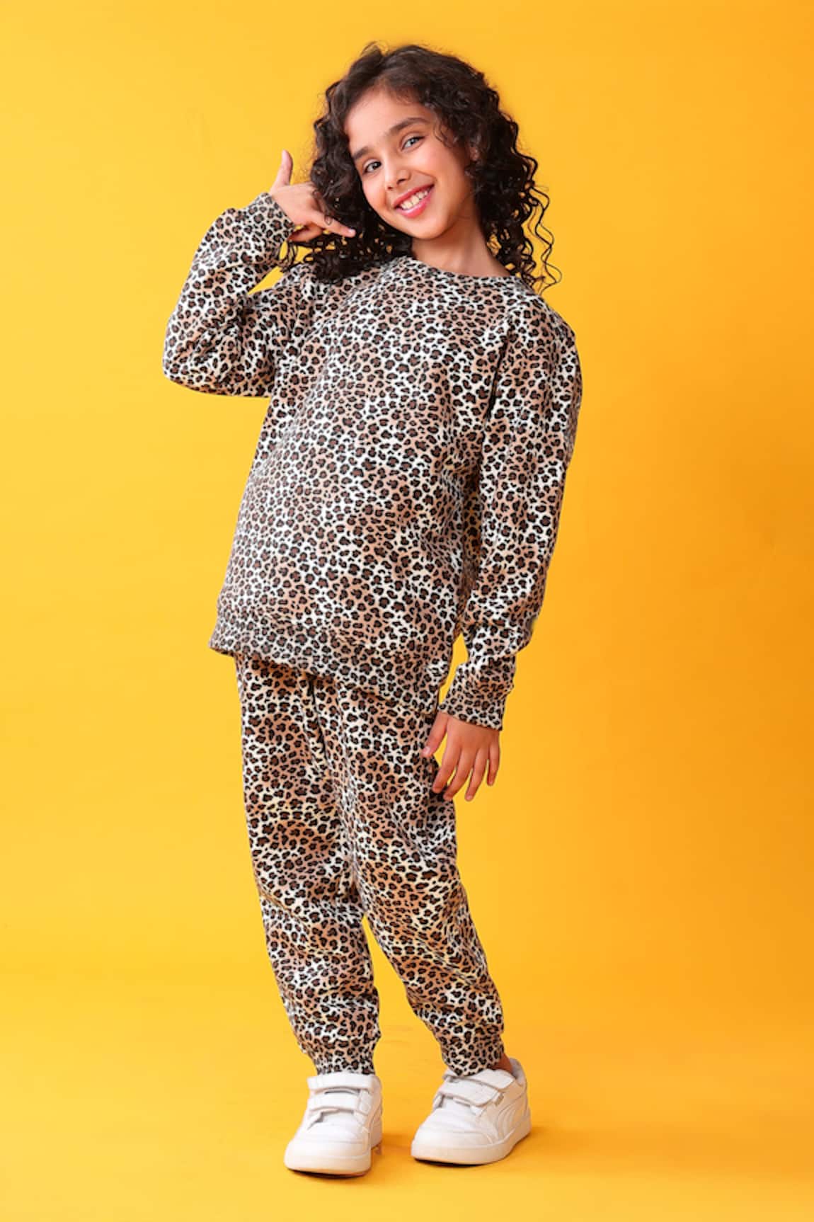 Anthrilo Leopard Pattern Sweatshirt & Joggers Set 