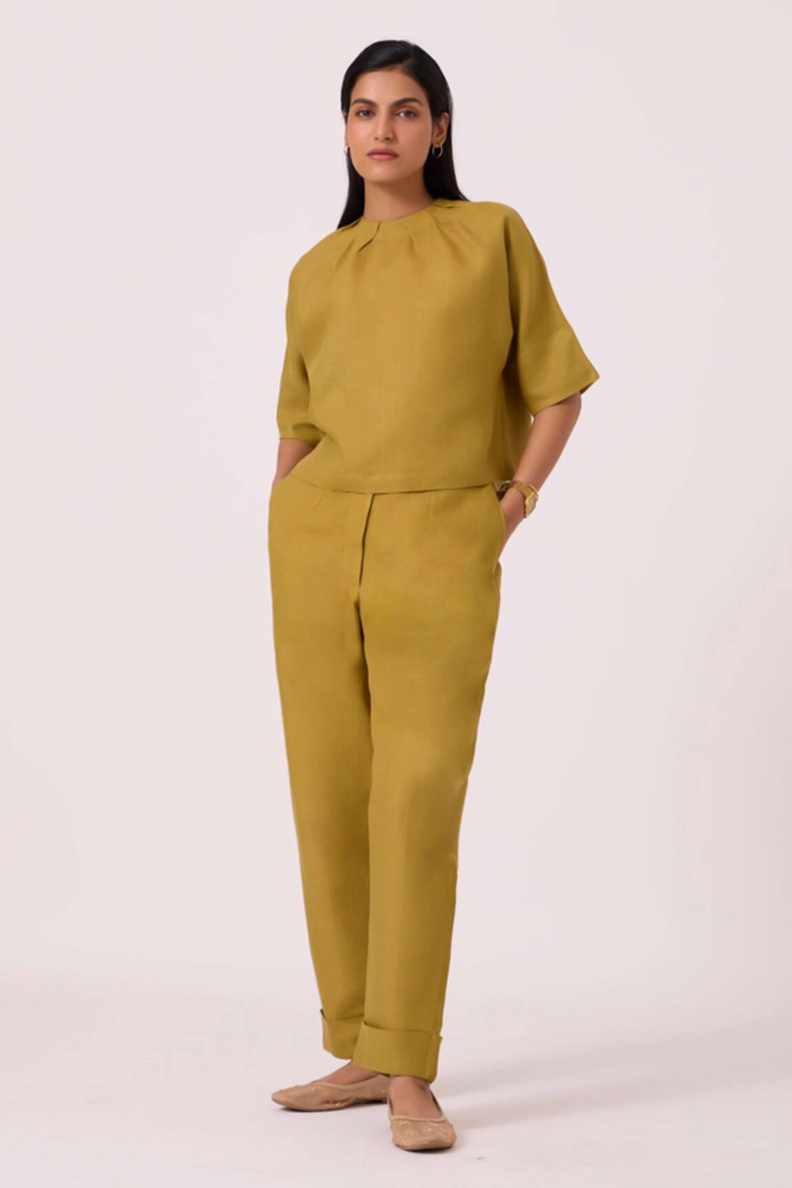 The Summer House Pip Olive Linen Pant 