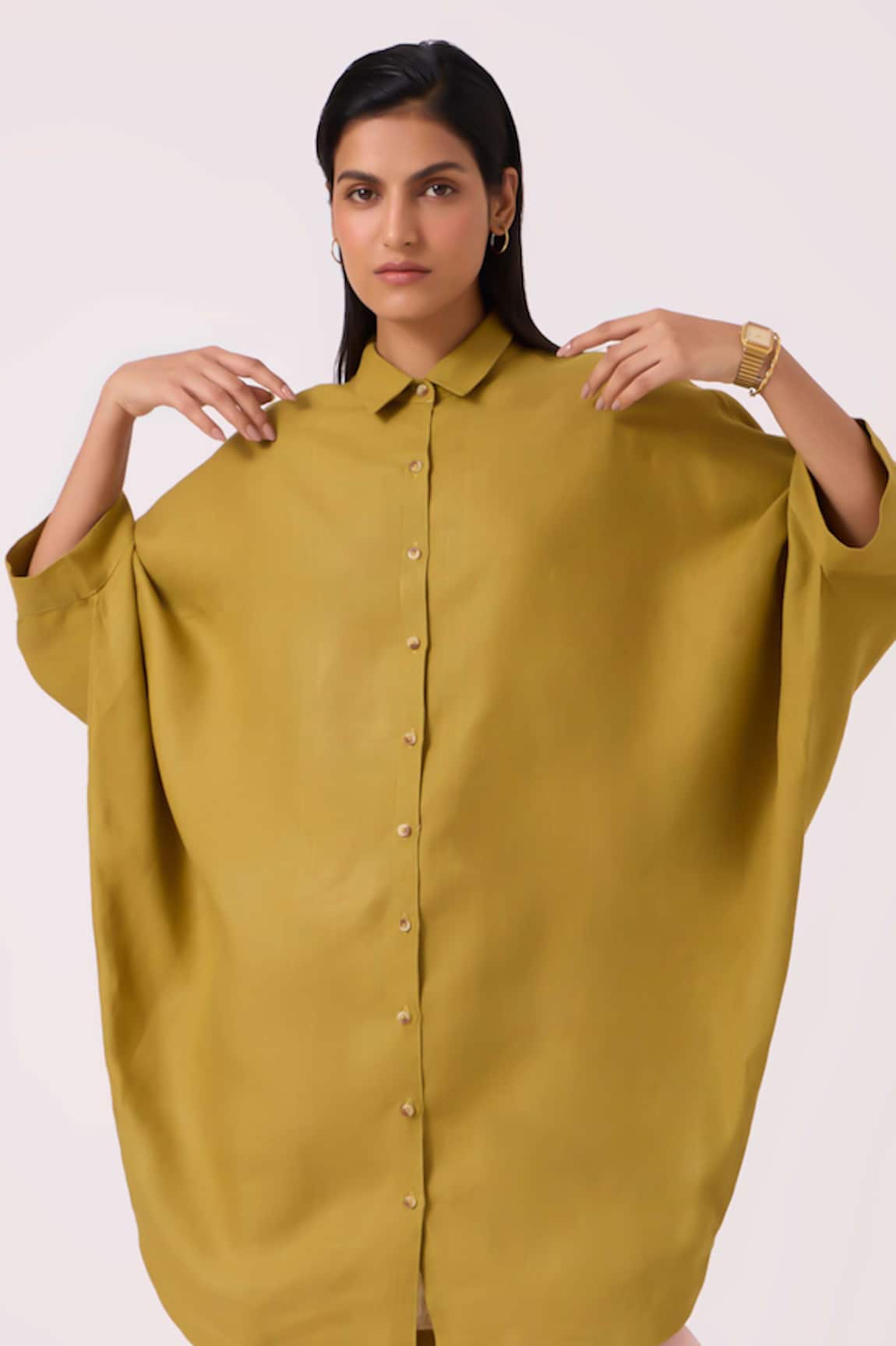 The Summer House Perico Olive Linen Shirt 