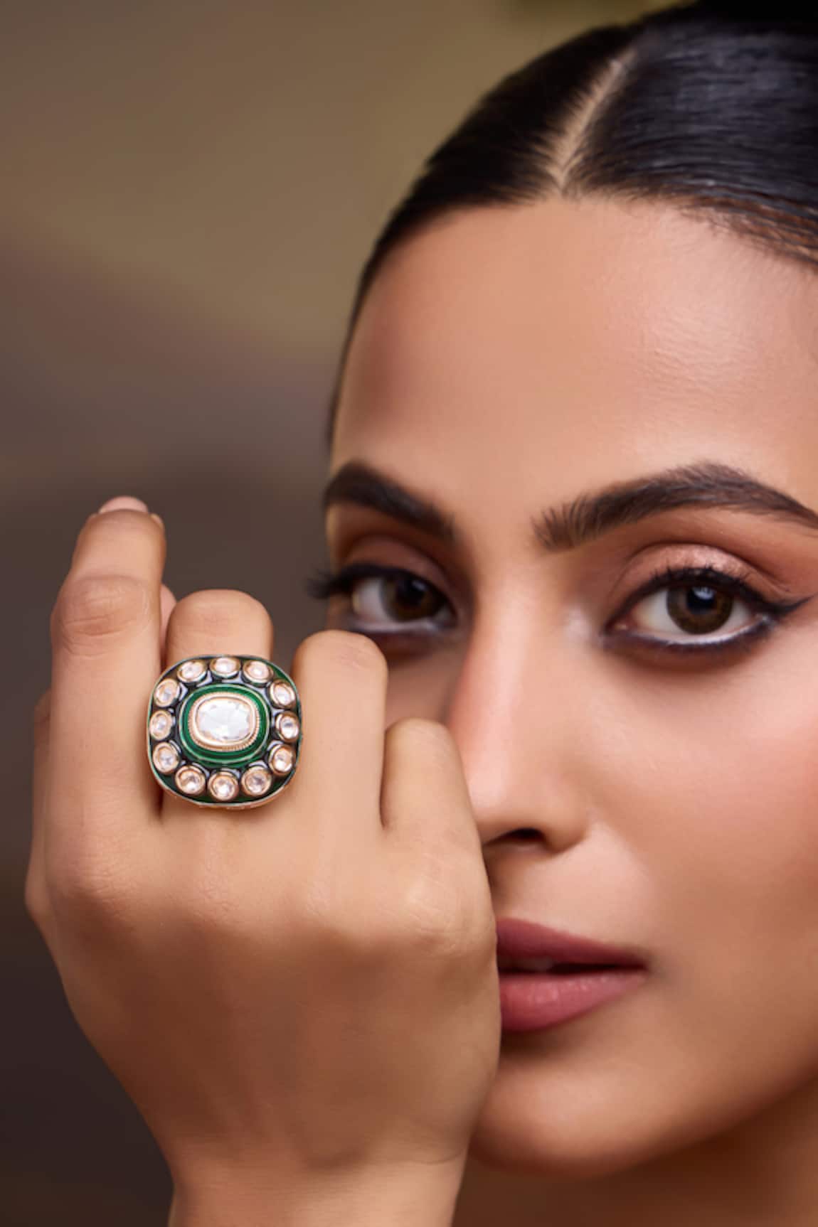 Paisley Pop Green Polki Ring 