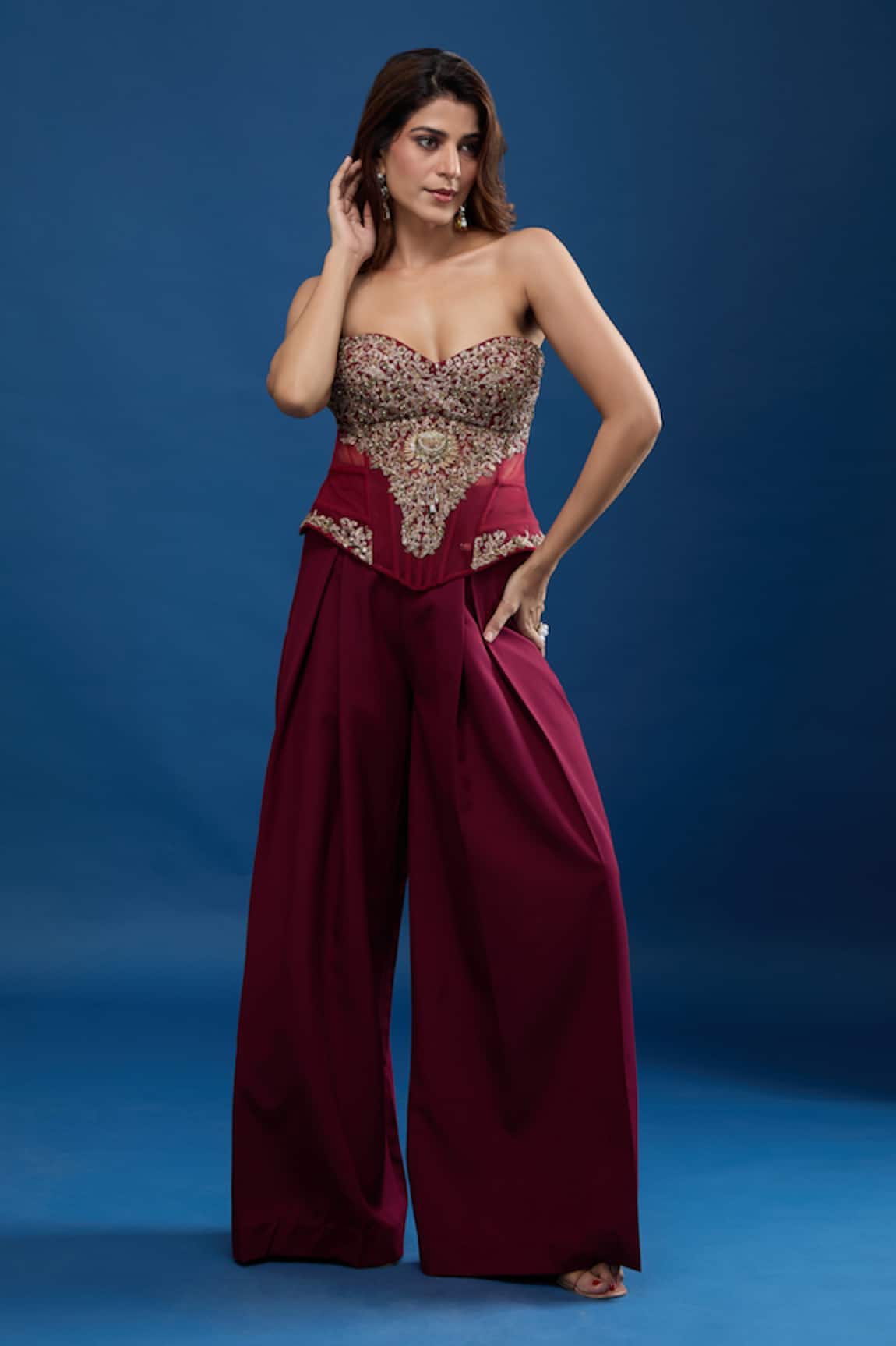 Tarun Tahiliani Embroidered Corset & Trouser Set 