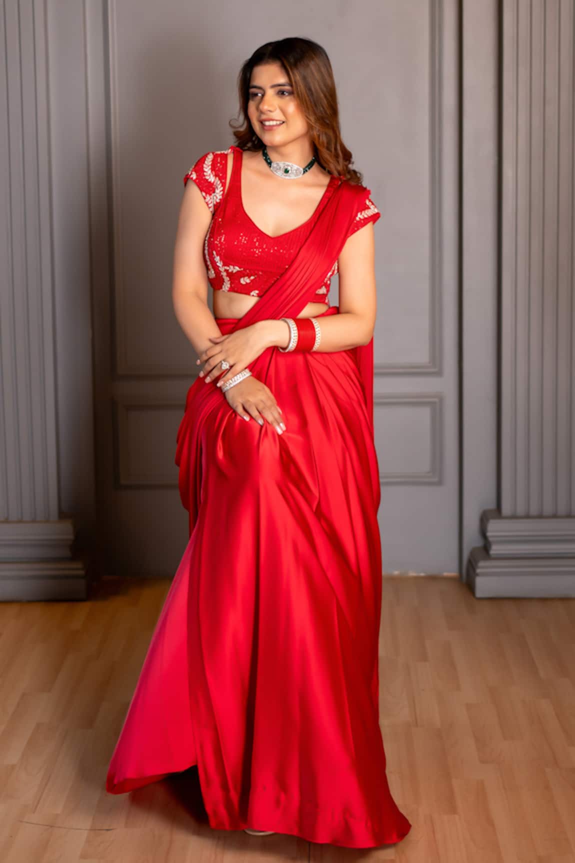 Ritika Verma Zehra Fishcut Pre-Draped Saree With Blouse 