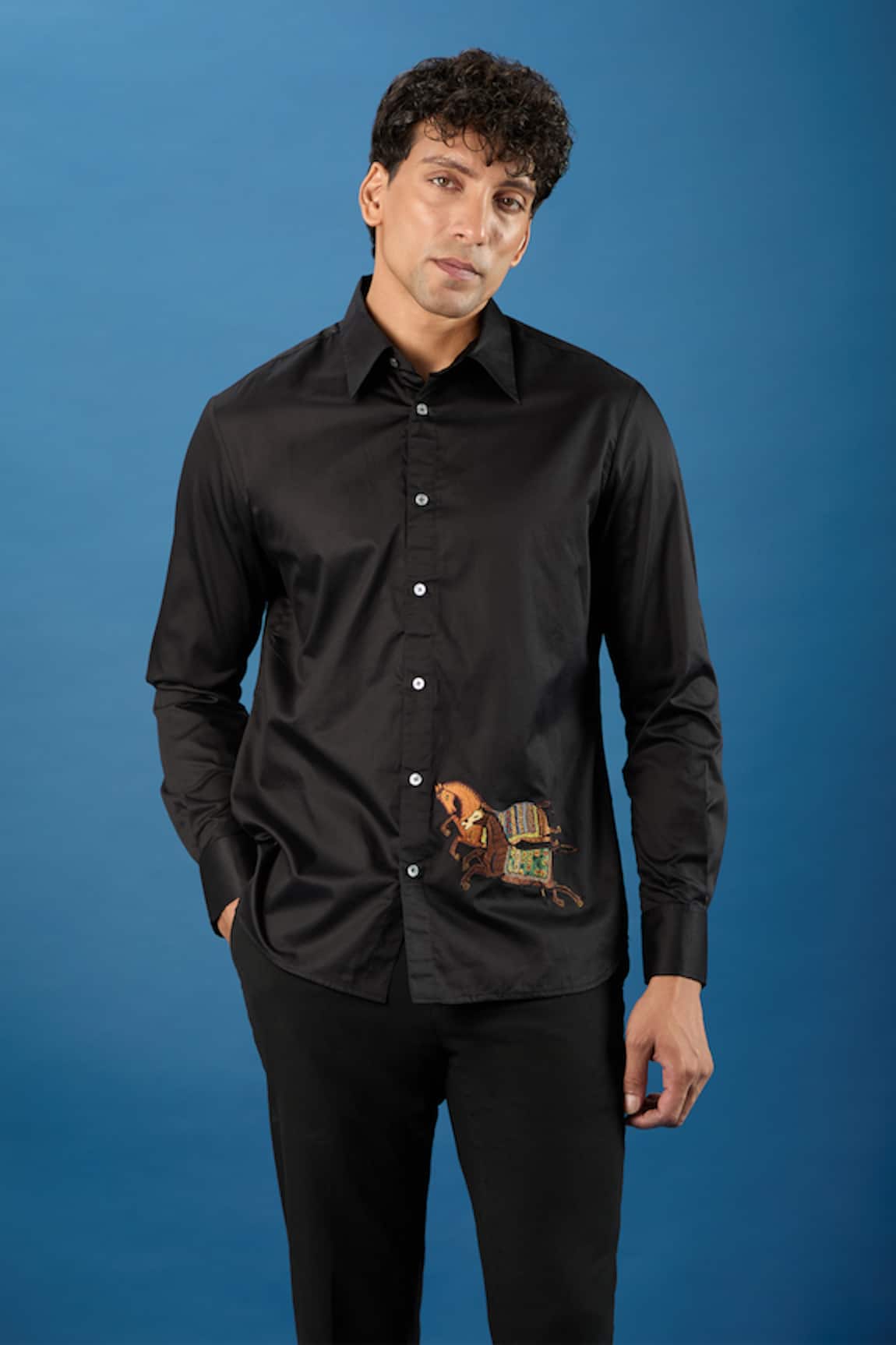 Rohit Bal Black Poplin Shirt 