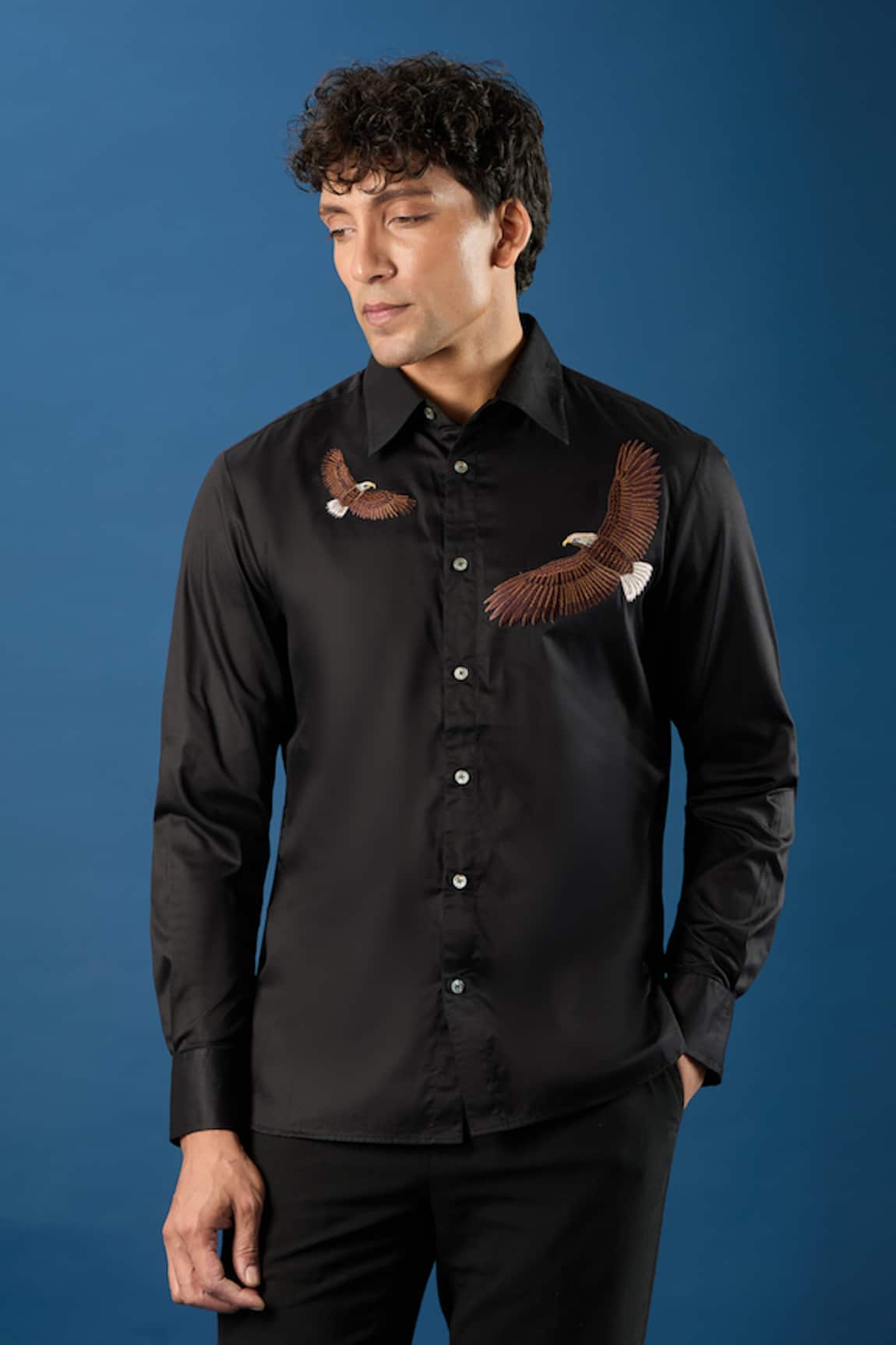 Rohit Bal Black Poplin Shirt 