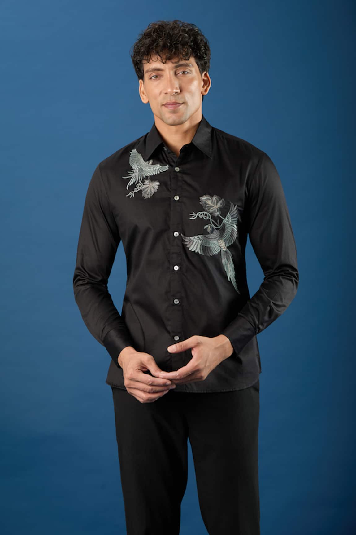 Rohit Bal Black Poplin Shirt 