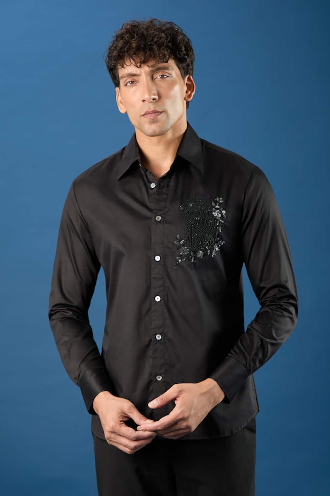 Rohit Bal Black Poplin Shirt 