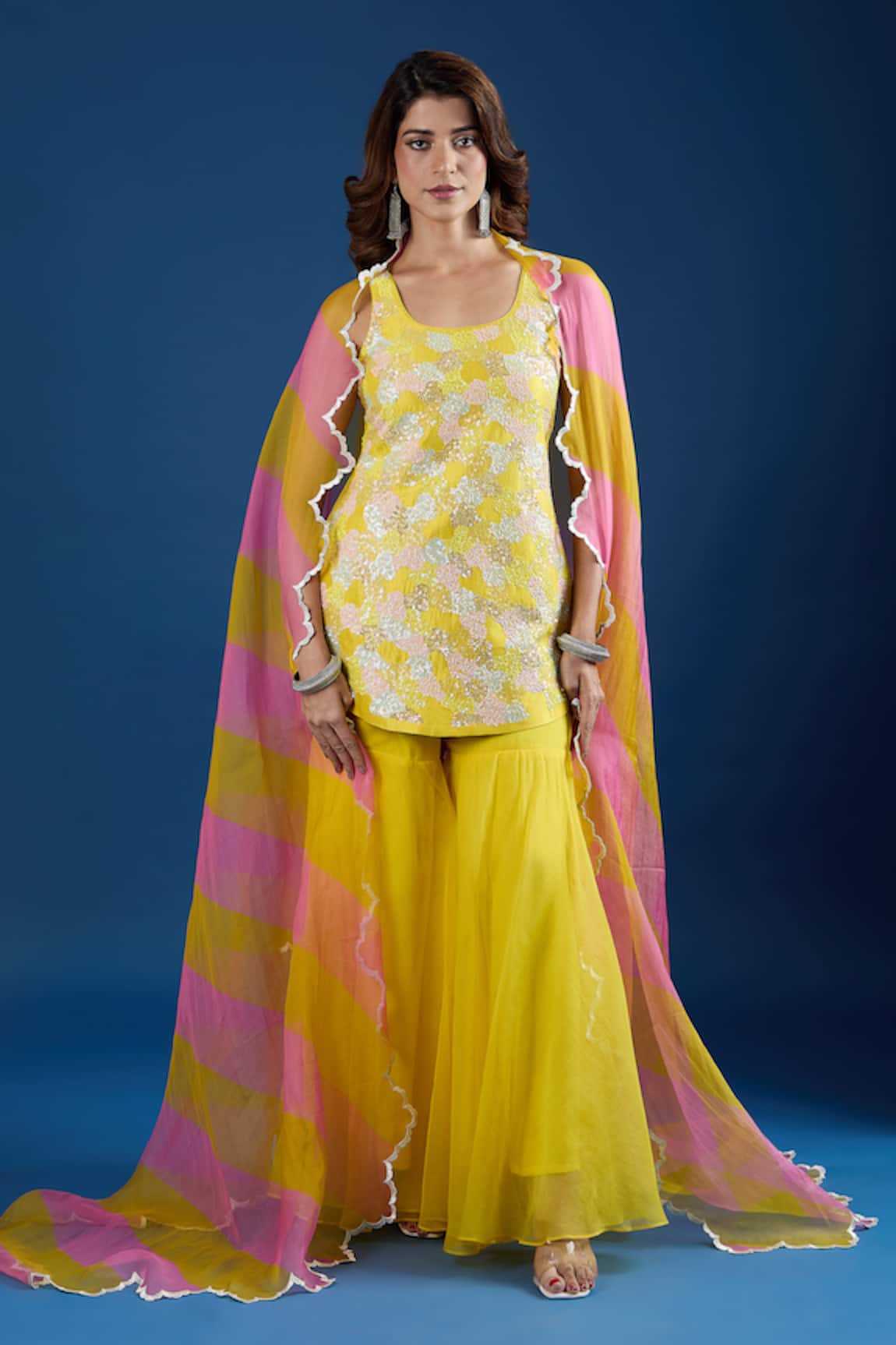 Archana Shah Sequins Kurta Organza Sharara Set 