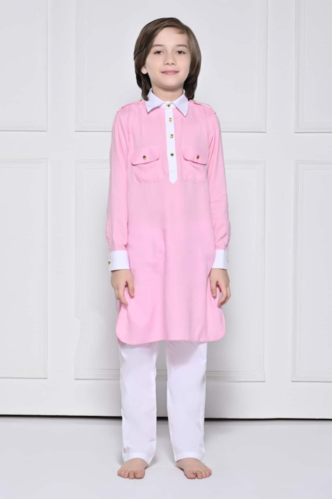 The Pony & Peony Co. Plain Kurta With Pant 