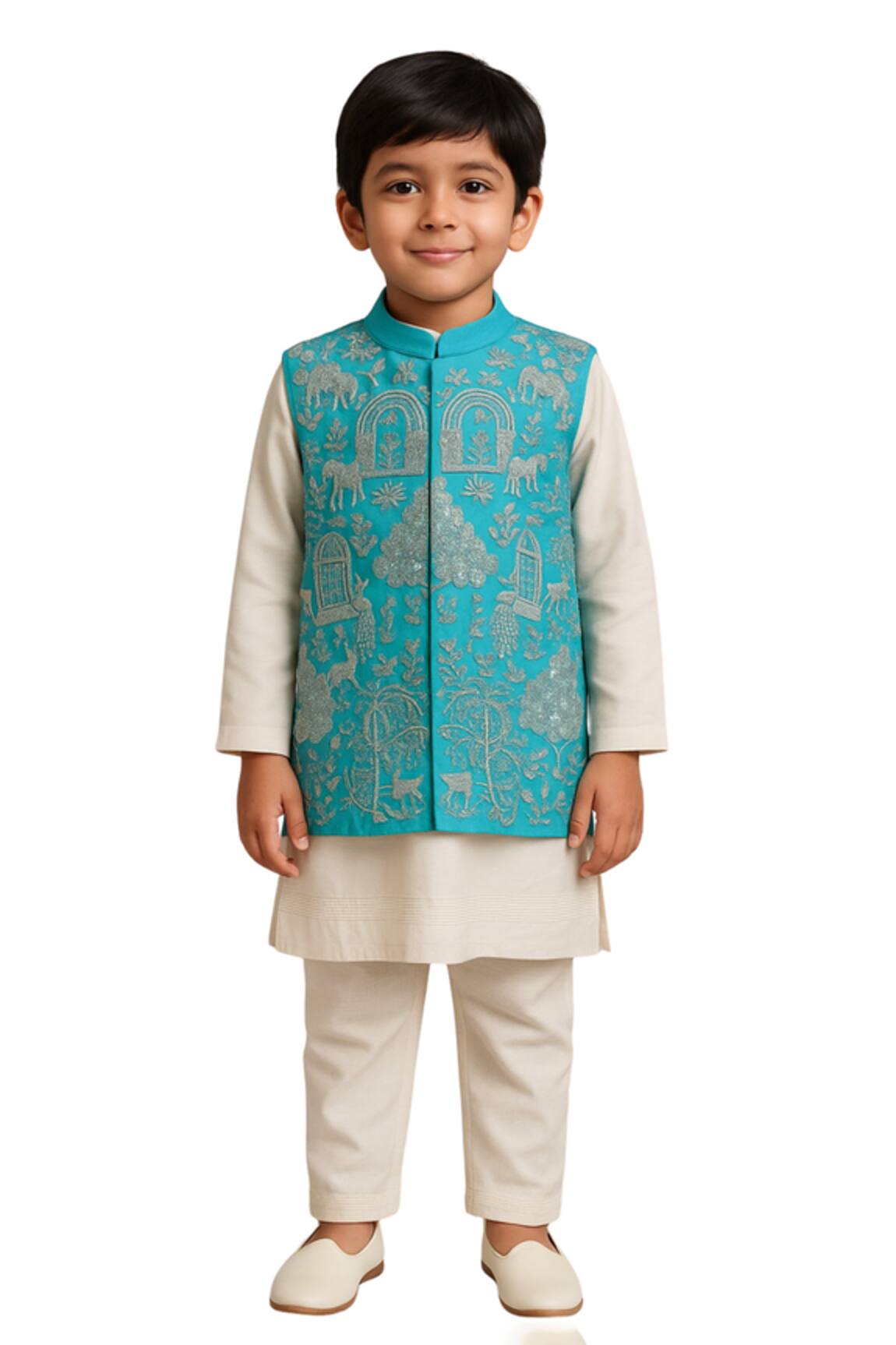 PAARSH Vanleela Embroidered Nehru Jacket Set 