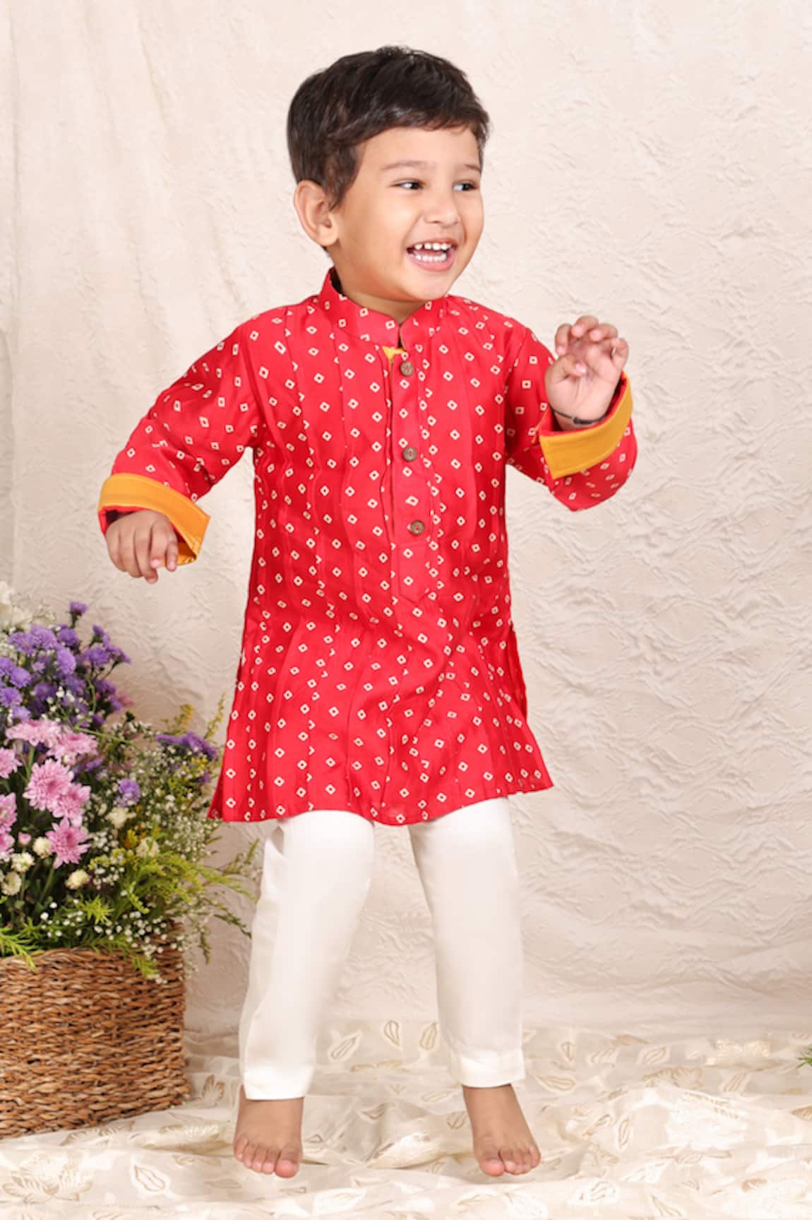 P & S CO Bandhej Pattern Kurta With Pyjama 