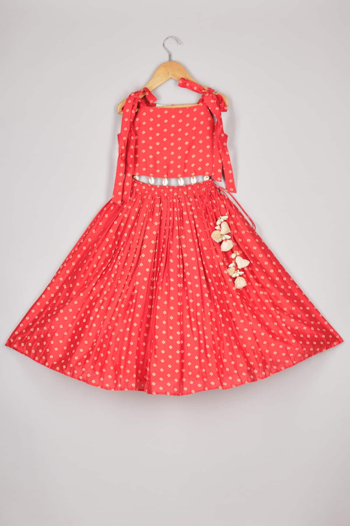 P & S CO Bandhej Printed Chanderi Lehenga With Blouse 
