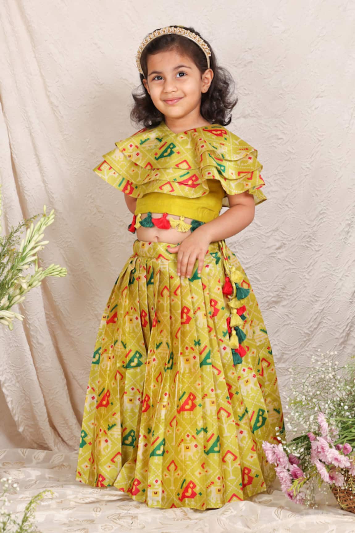 P & S CO Patola Print Top With Lehenga 