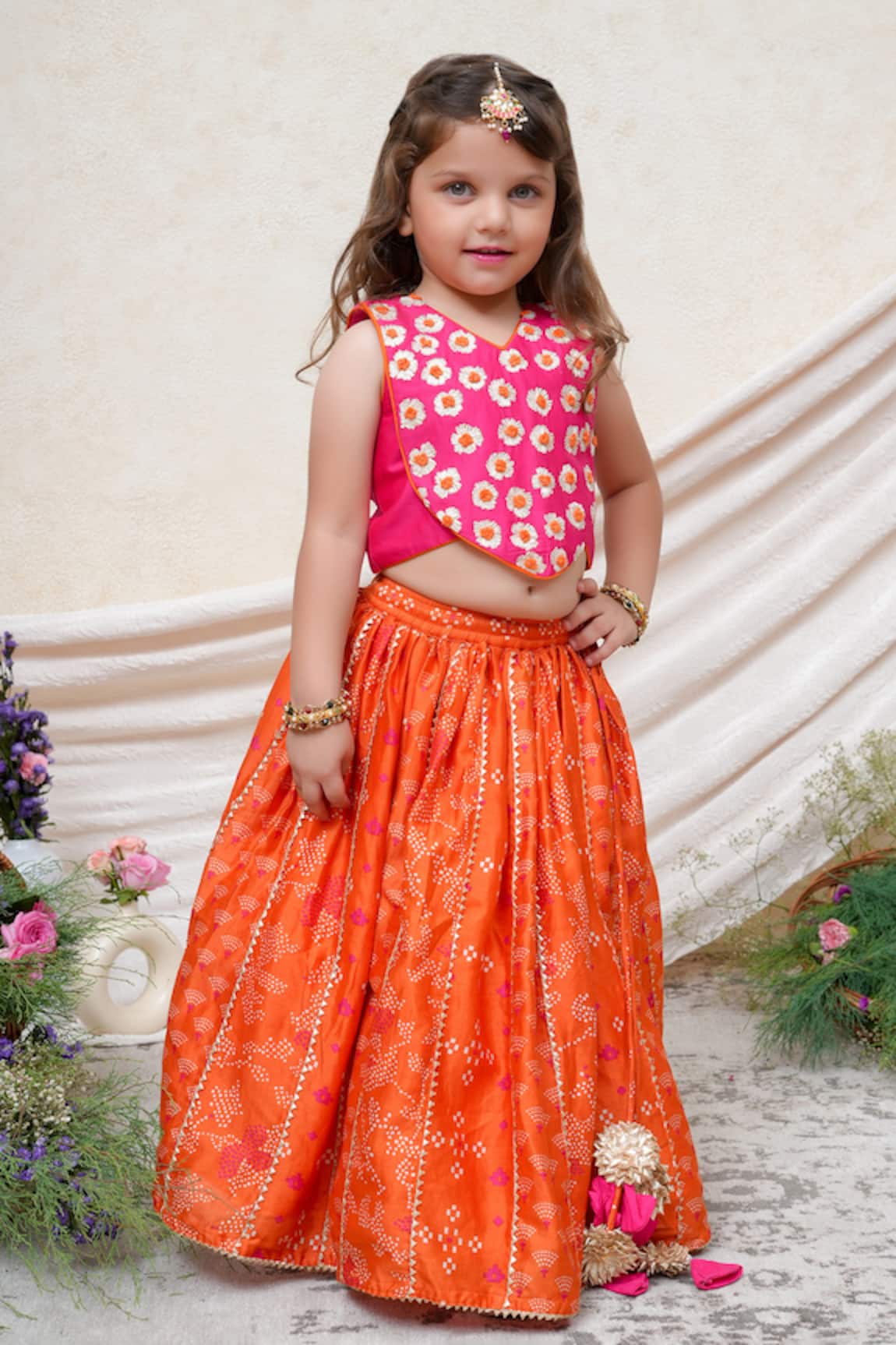 P & S CO Embroidered Top & Lehenga Set 
