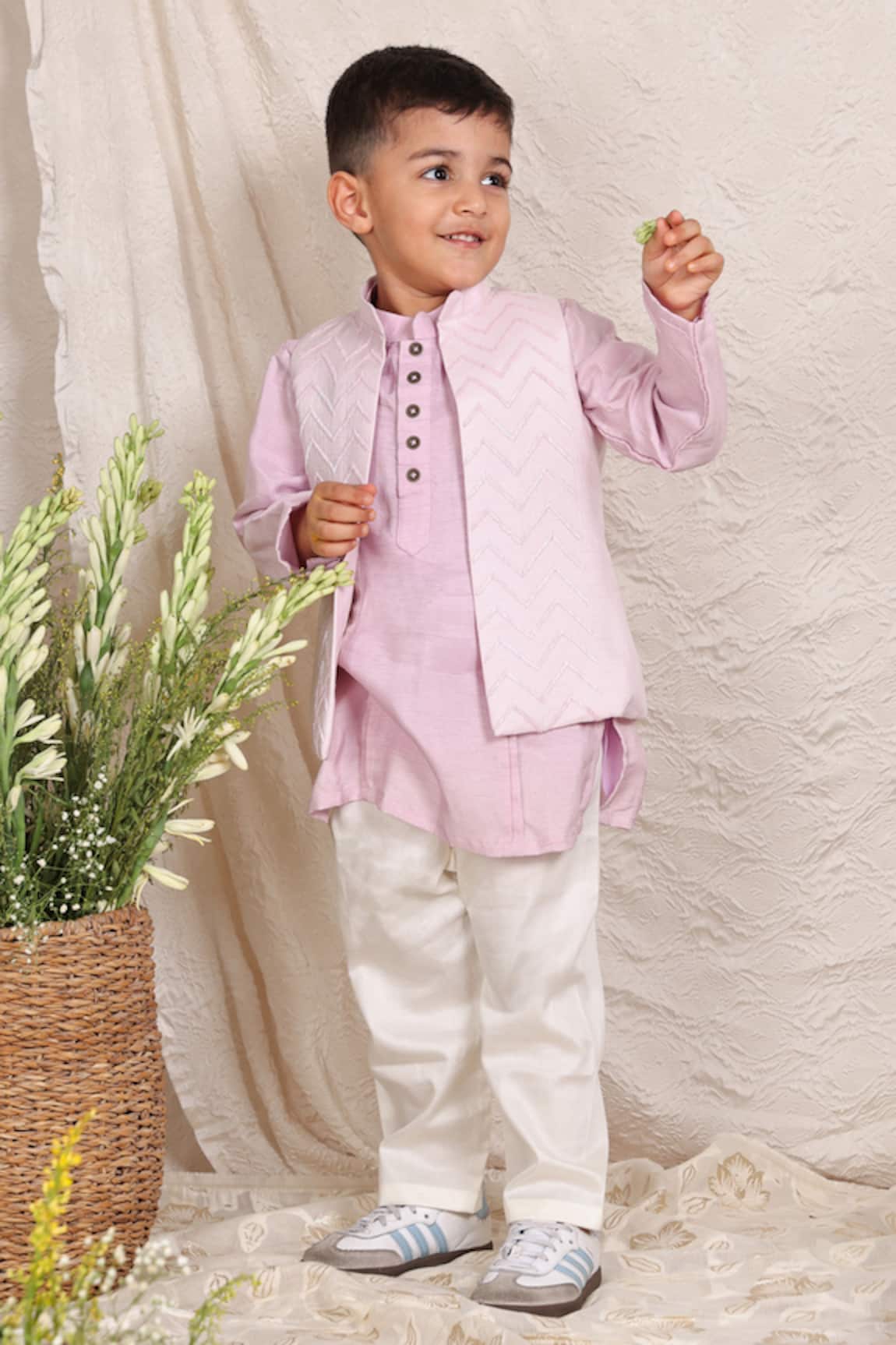 P & S CO Chevron Pattern Nehru Jacket Set 