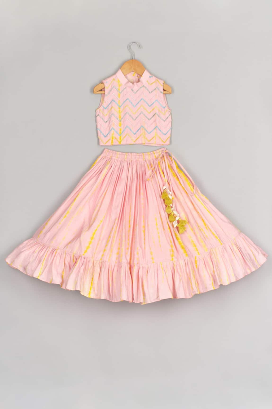P & S CO Chevron Top & Lehenga Set 