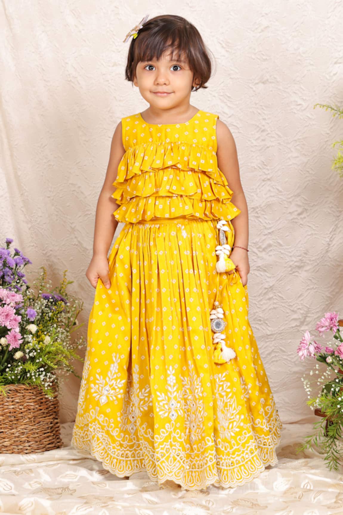 P & S CO Ruffled Top & Lehenga Set 