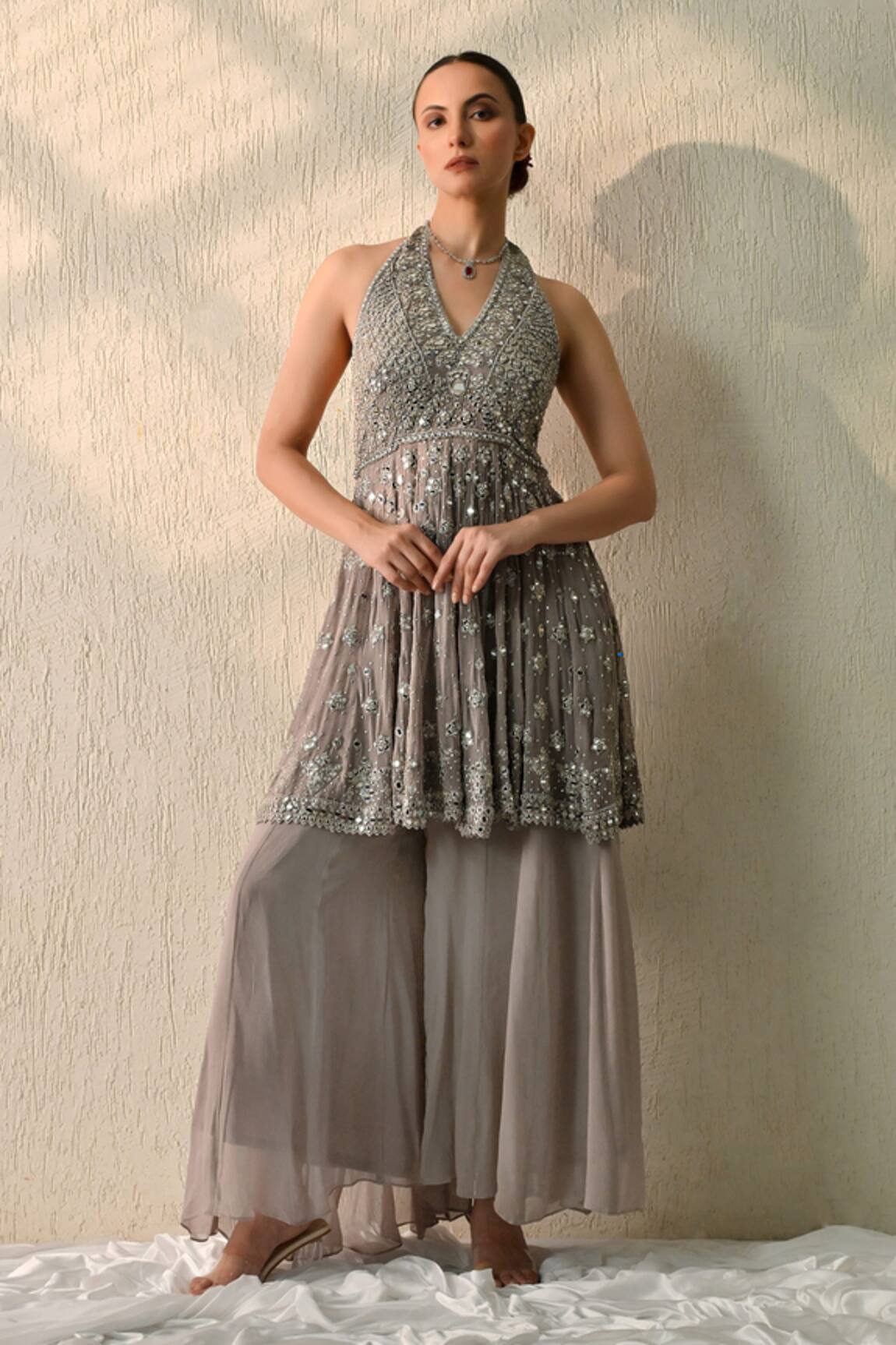 Ohh Crow Monsoon Mist Embroidered Kurta Set 