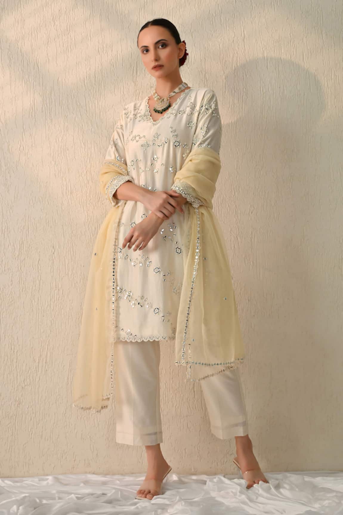Ohh Crow Mirror Embroidered Kurta Set 