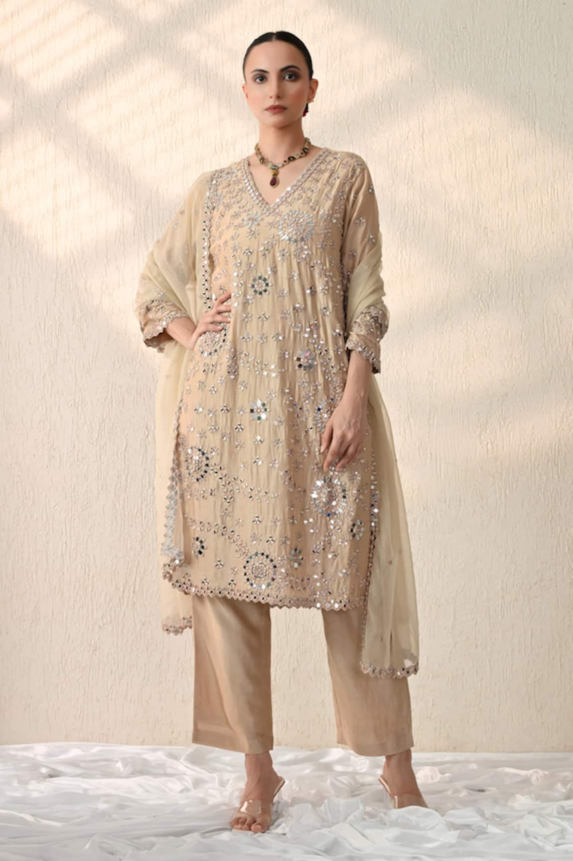 Ohh Crow Bloom Embroidered Kurta Pant Set 