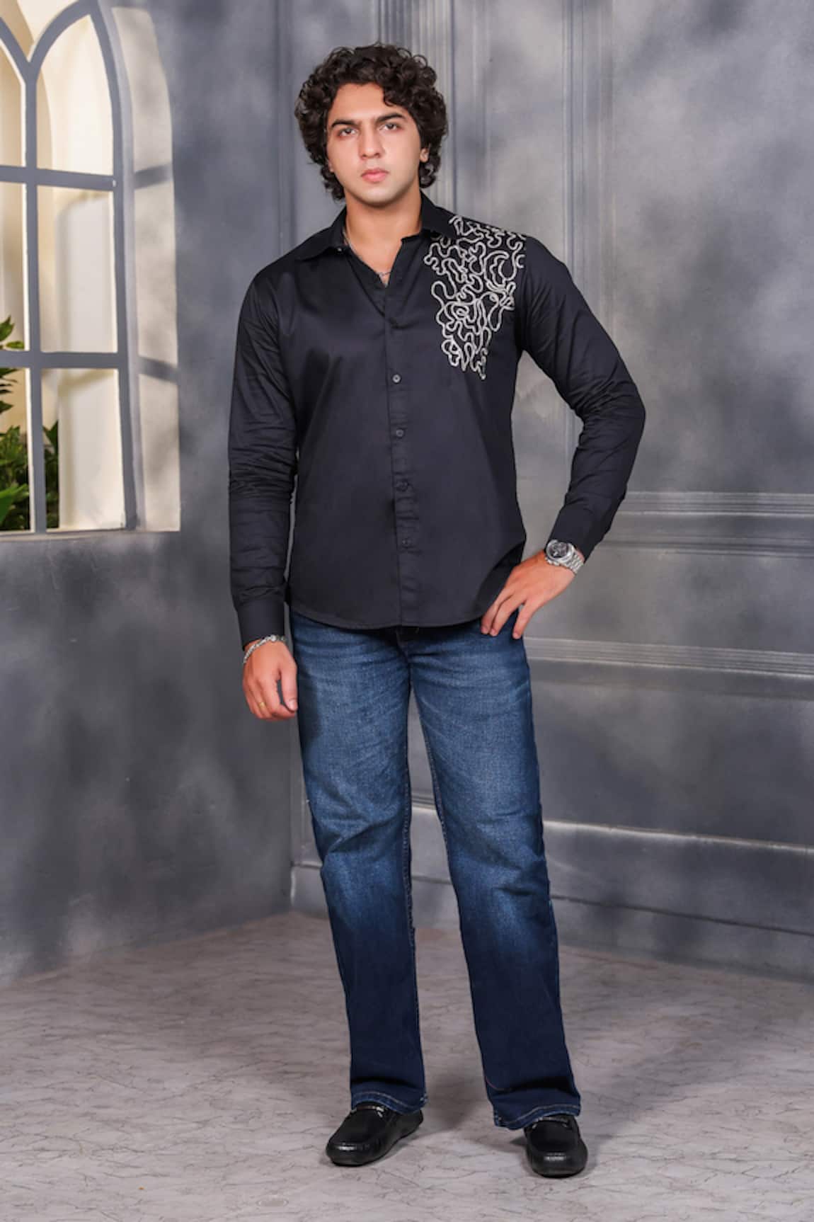 Menero Dabka Embroidered Shirt 