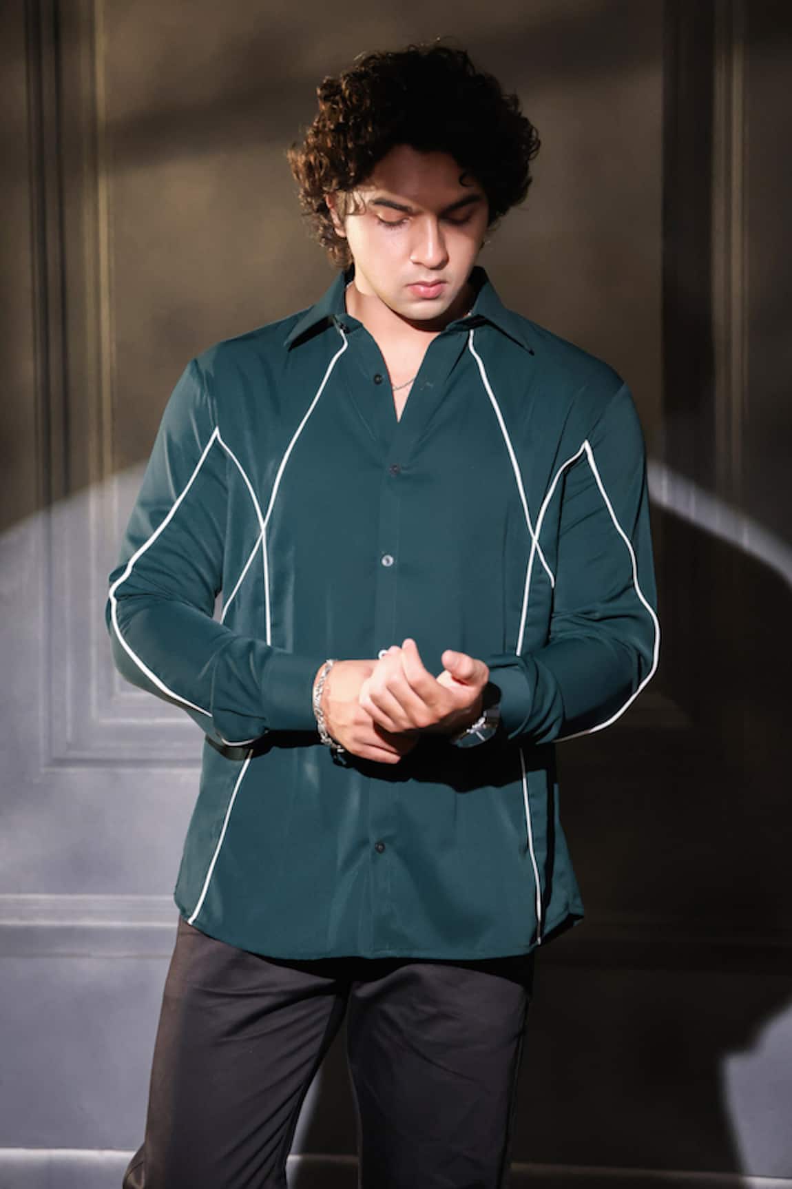 Menero Full Sleeve Contrast Tape Pattern Shirt 