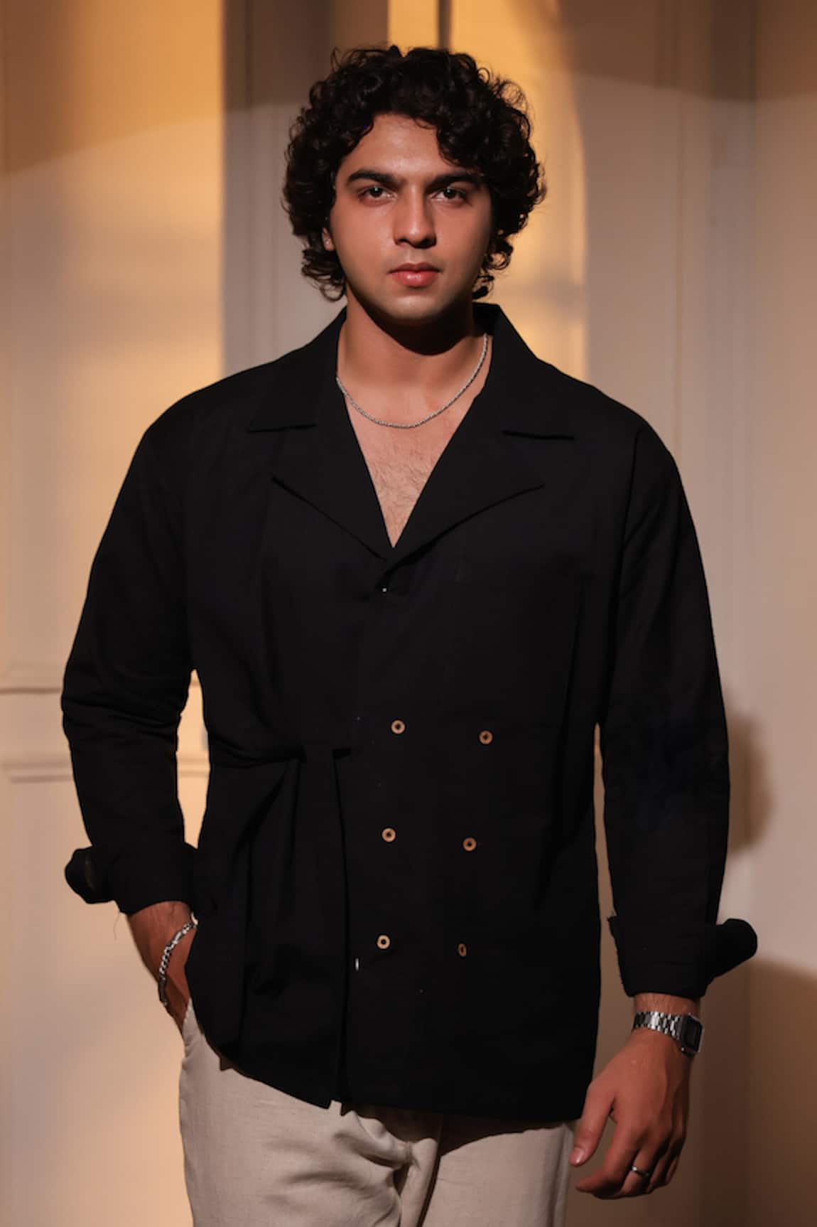 Menero Black Pure Linen Shirt 