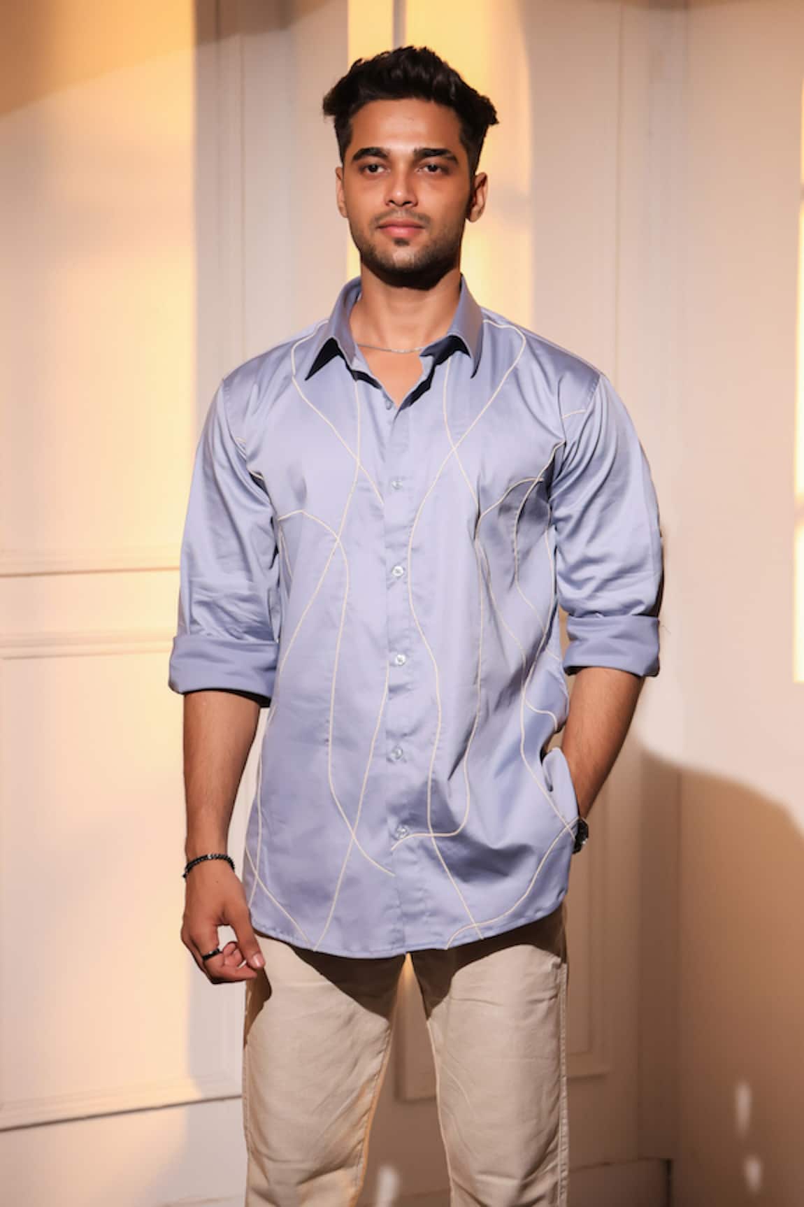 Menero Light Blue Pure Linen Shirt 
