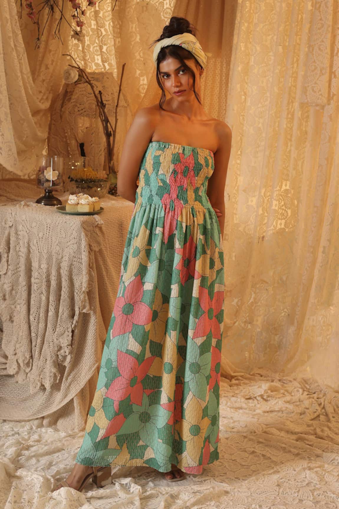 Kritika Murarka Big Floral Cotton Net
Tube Dress 