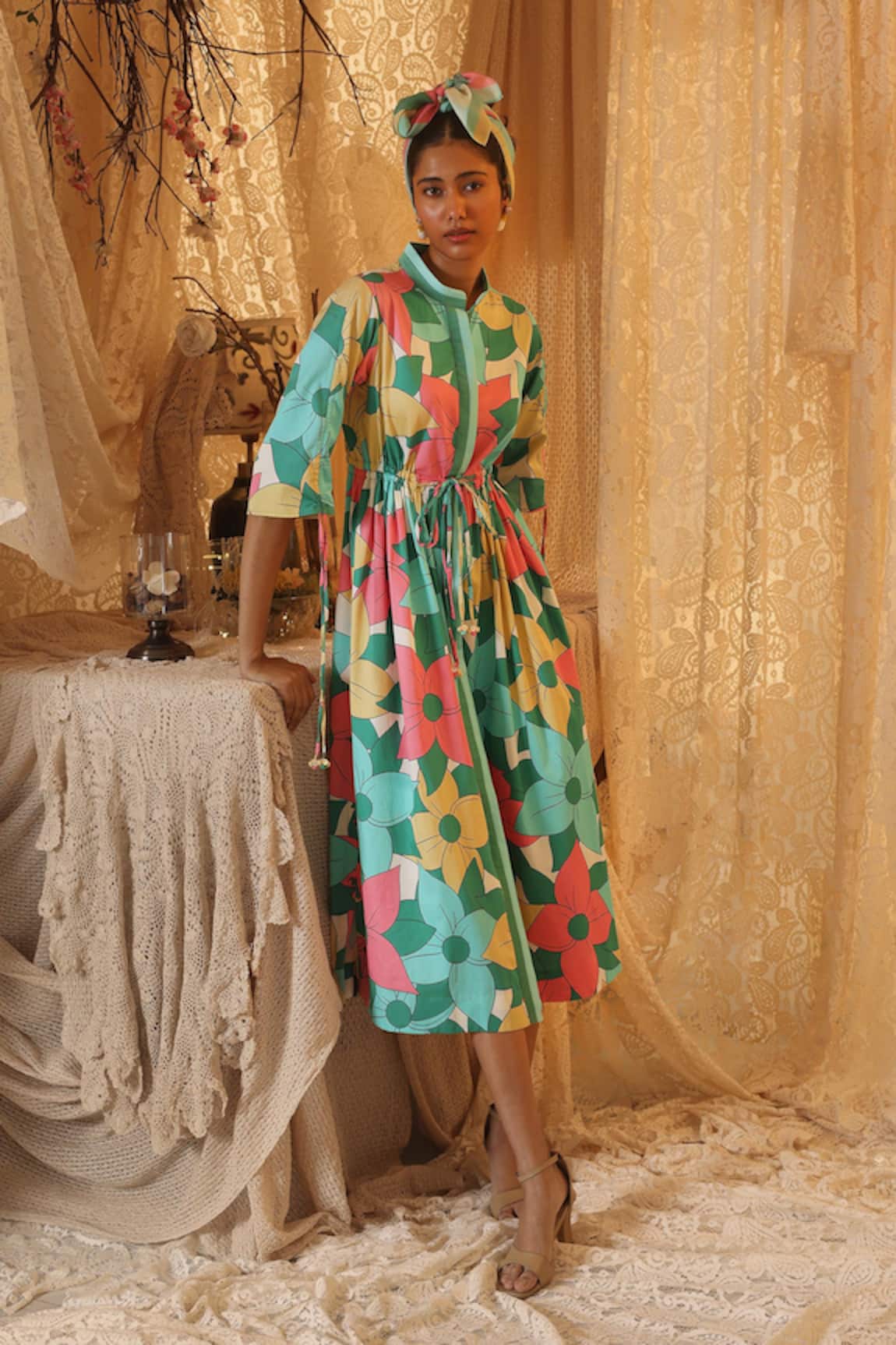 Kritika Murarka Big Floral Allover 
Drawstring Dress 