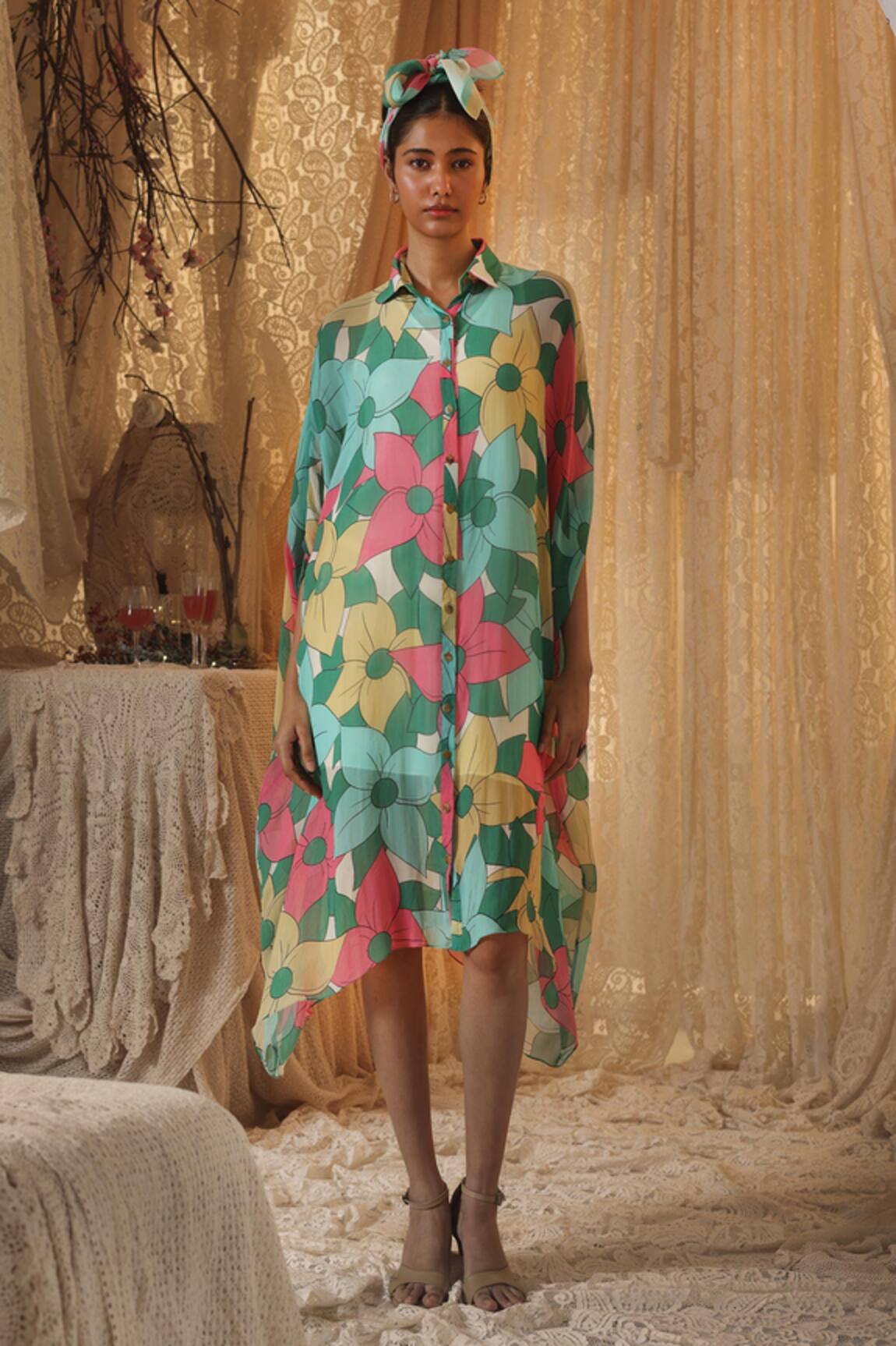 Kritika Murarka Big Floral Kaftan 
Shirt Dress 