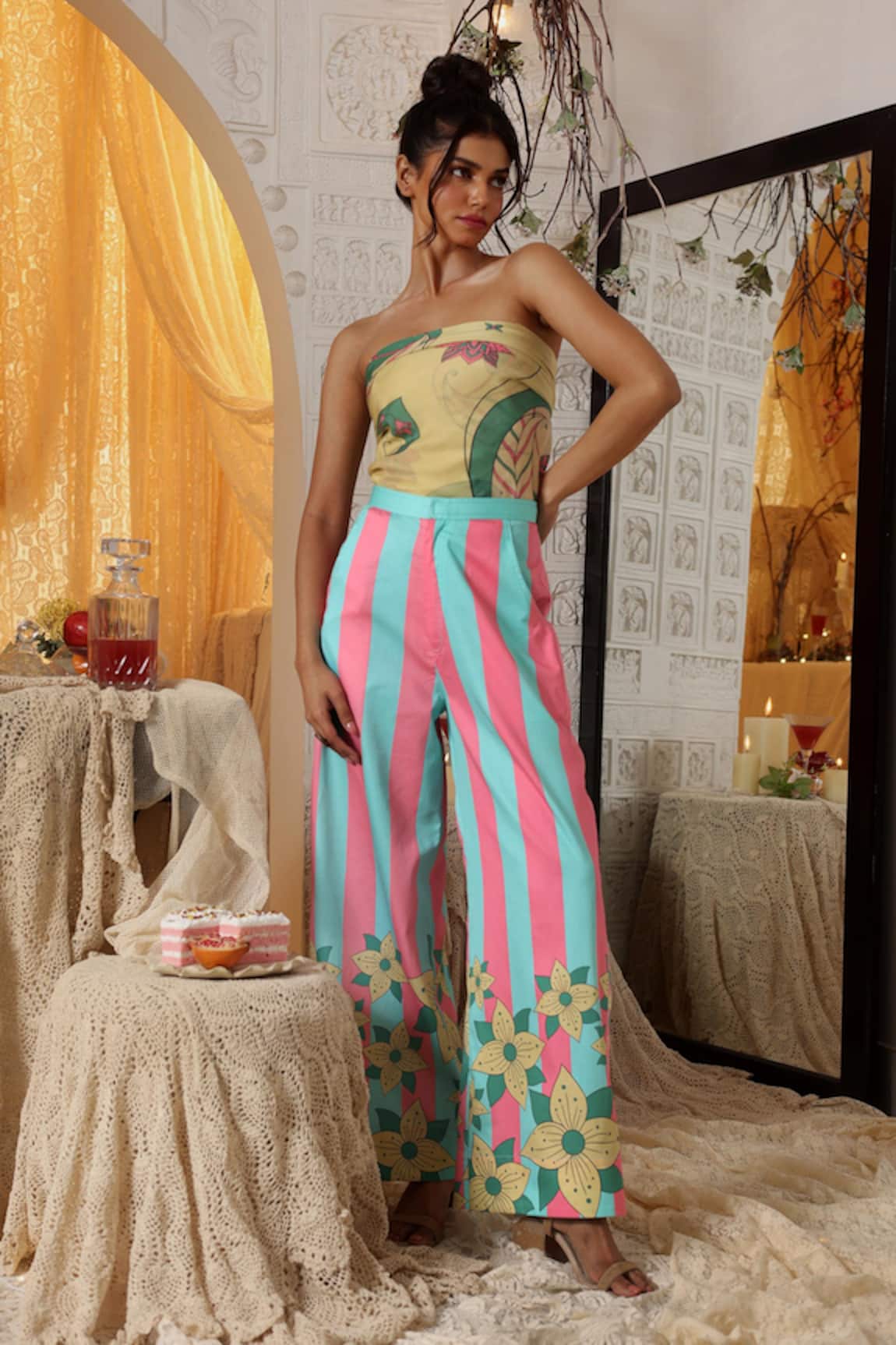 Kritika Murarka Pink Blue Stripe Trouser 
