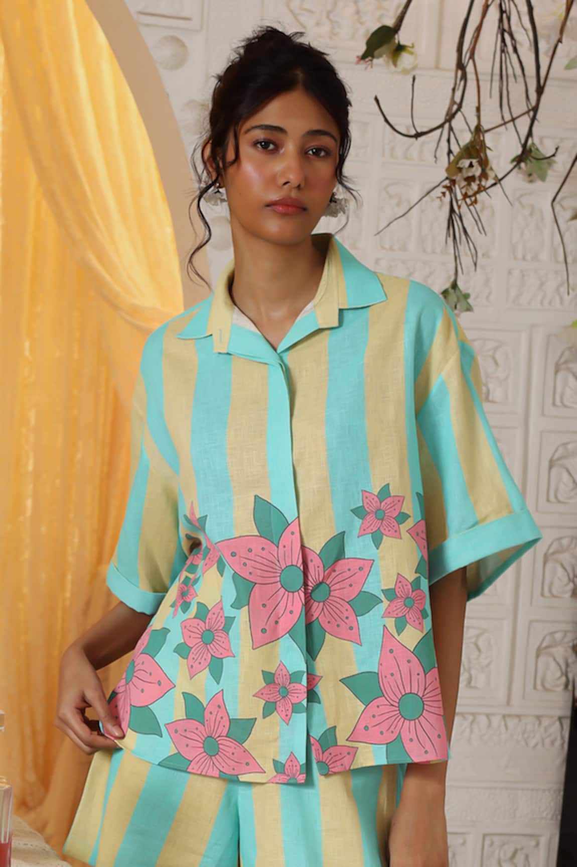 Kritika Murarka Yellow Blue Stripe Shirt 