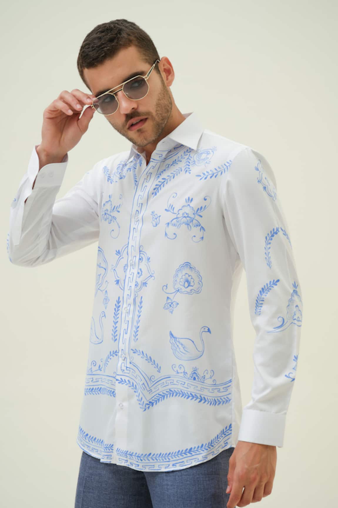 Amrit Dawani Abstract White Hand Painted Shirt 